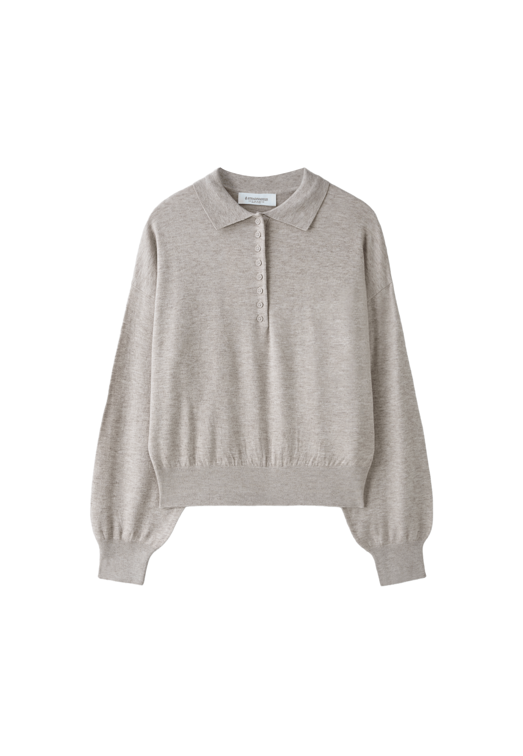 Polo collar knit sweater — Stone