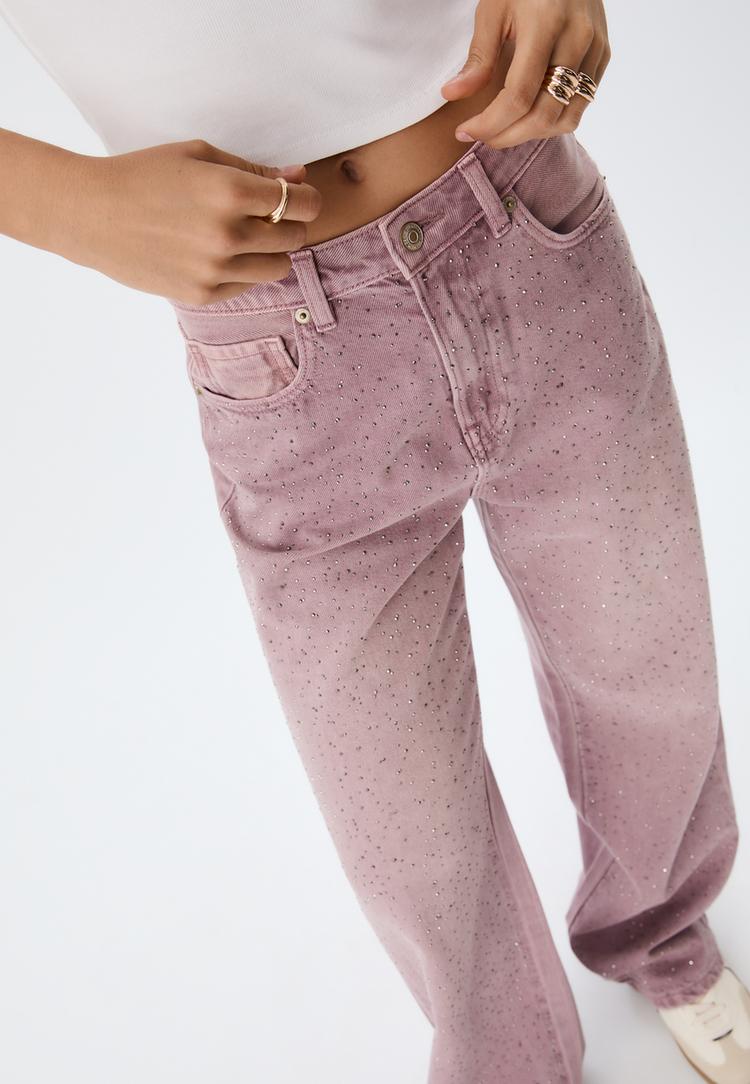jeans straight fit brillos