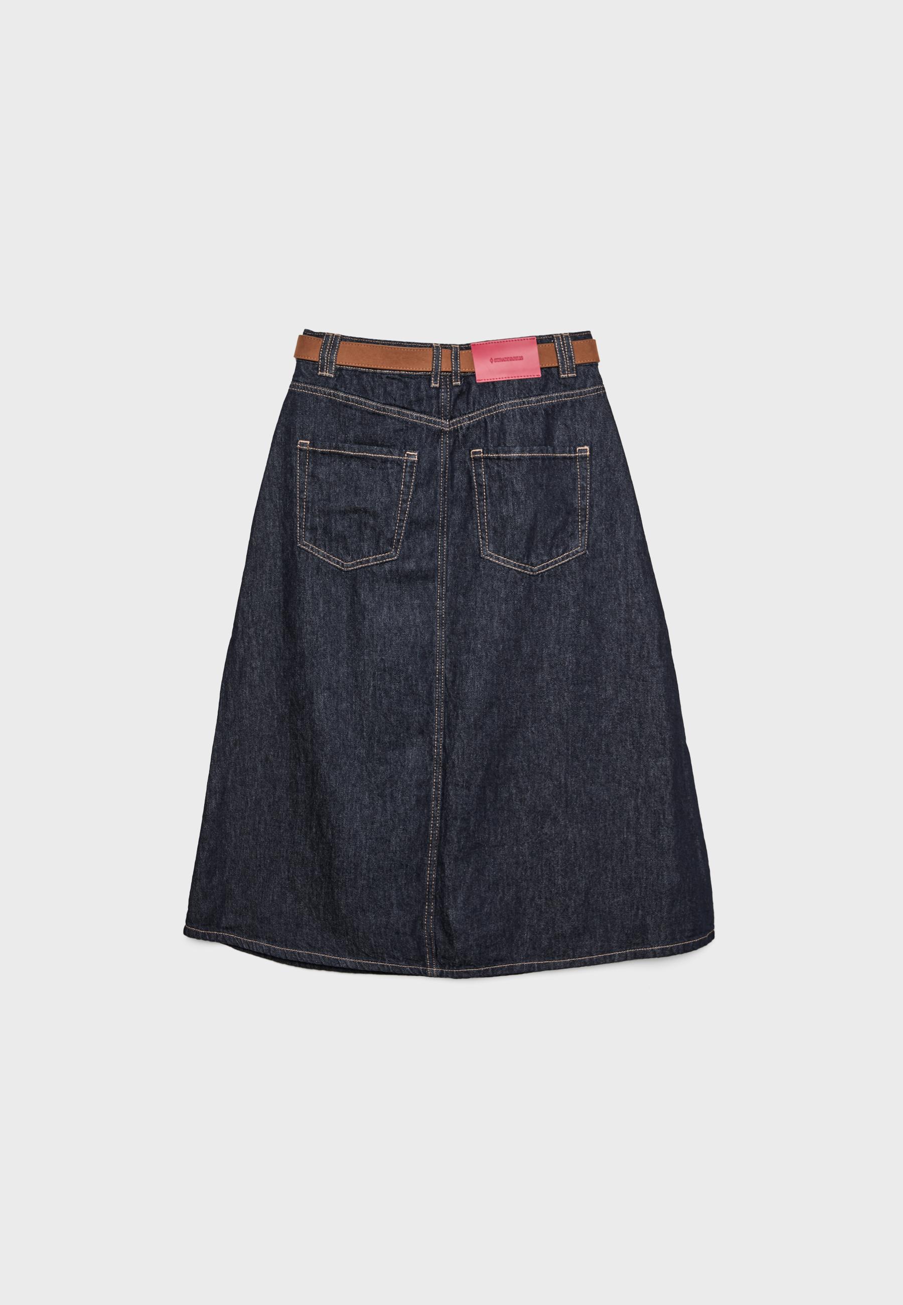 BELPER (ベルパー) DENIM HARNESS SKIRT Belted denim maxi skirt - Women's fashion | Stradivarius Peru