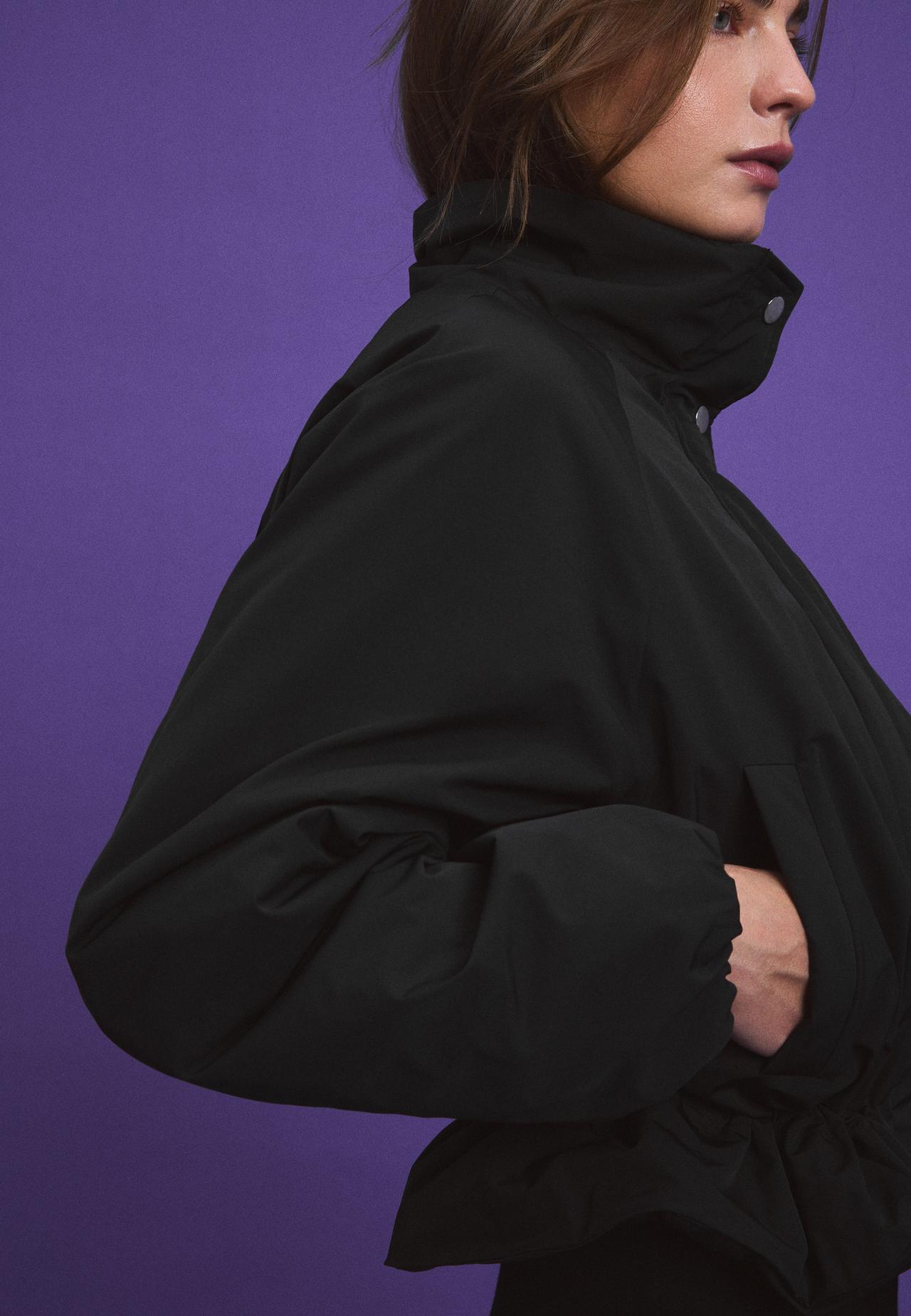 Peplum puffer jacket — Black