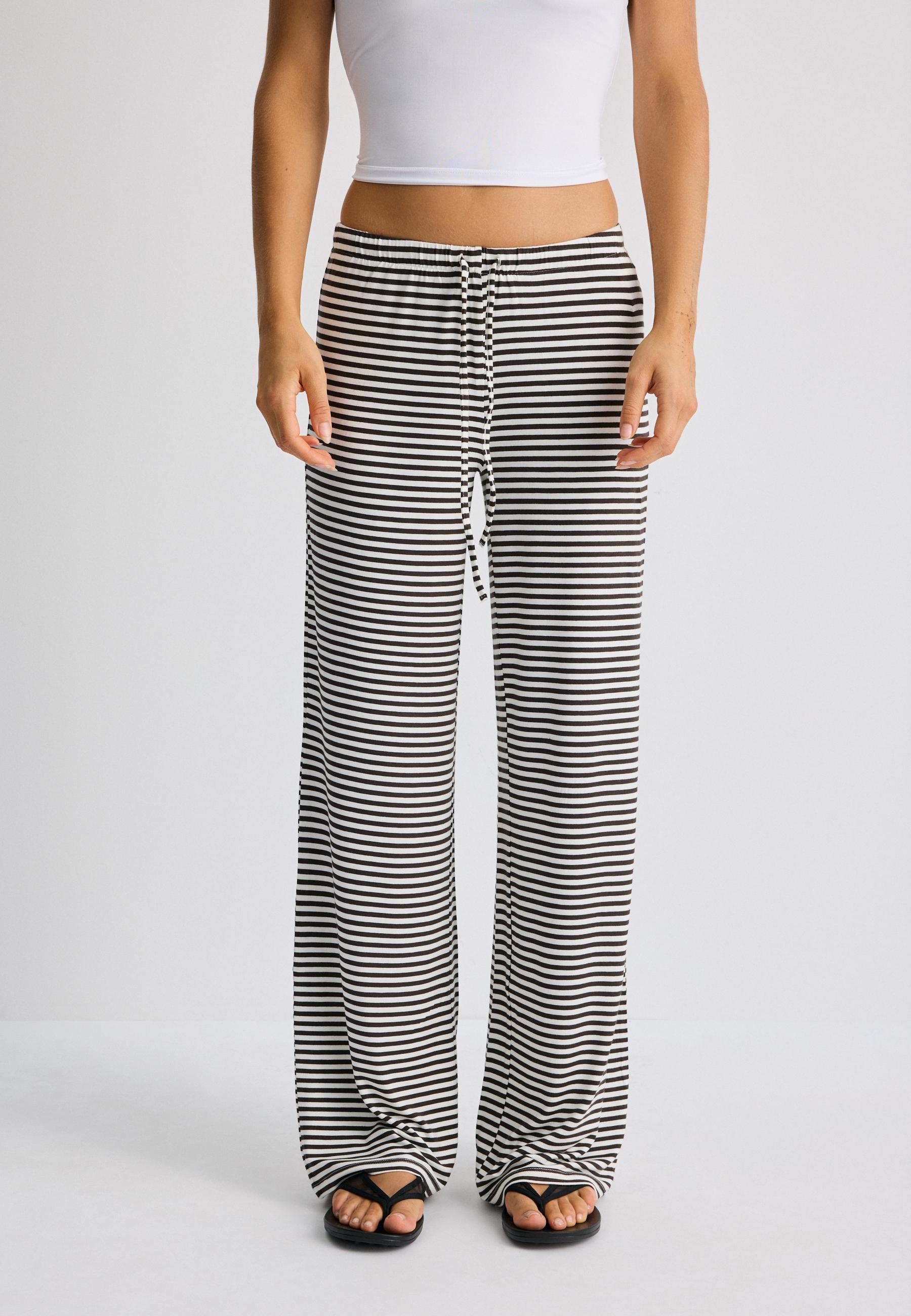 Striped slim-waist joggers — Brown