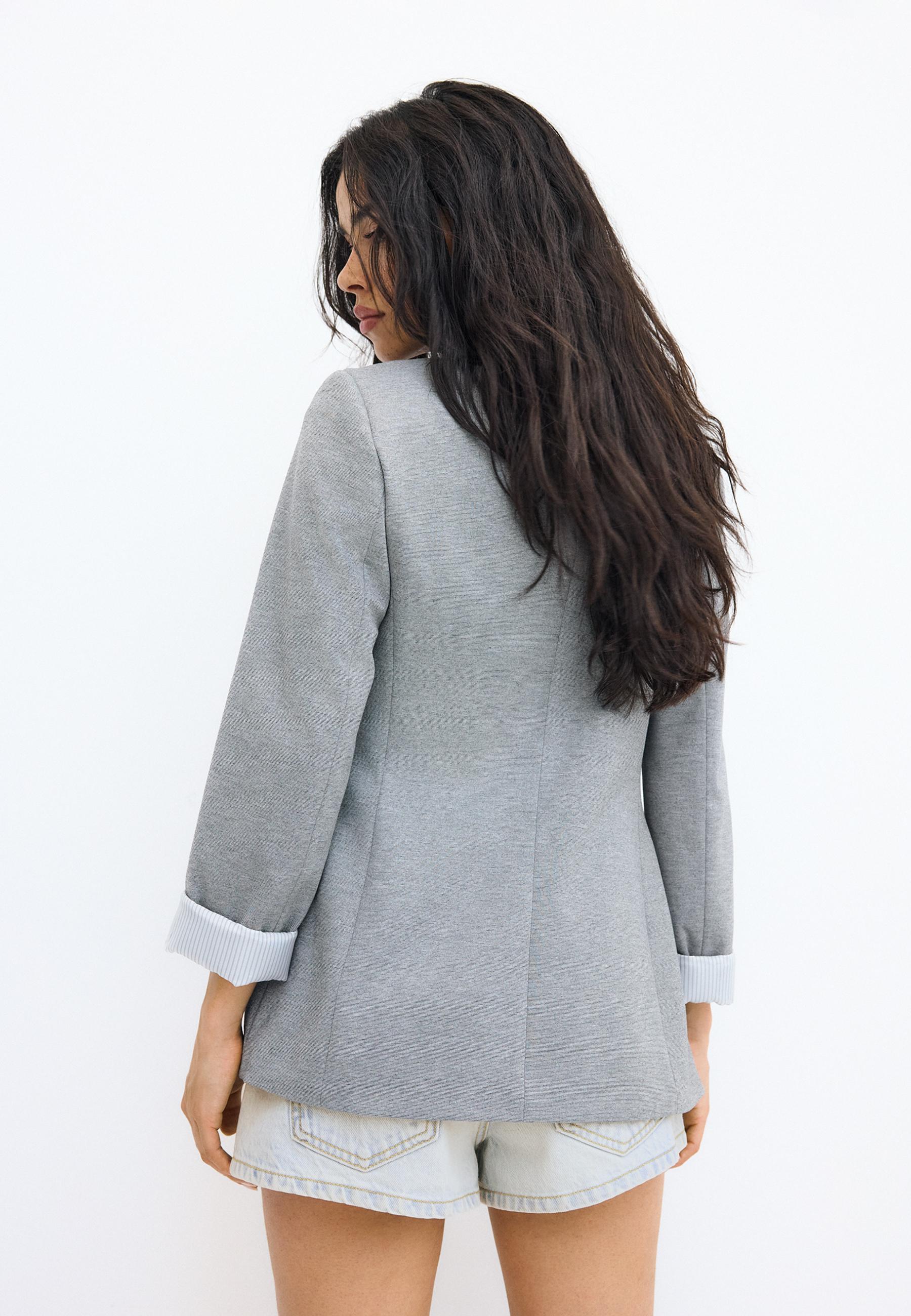 Basic knit blazer — Grey melange