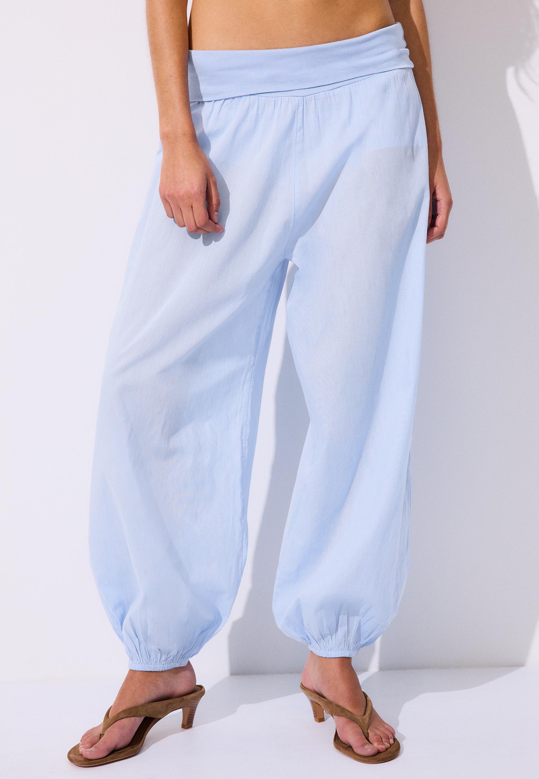 Balloon trousers with turn-down waist — Sky blue