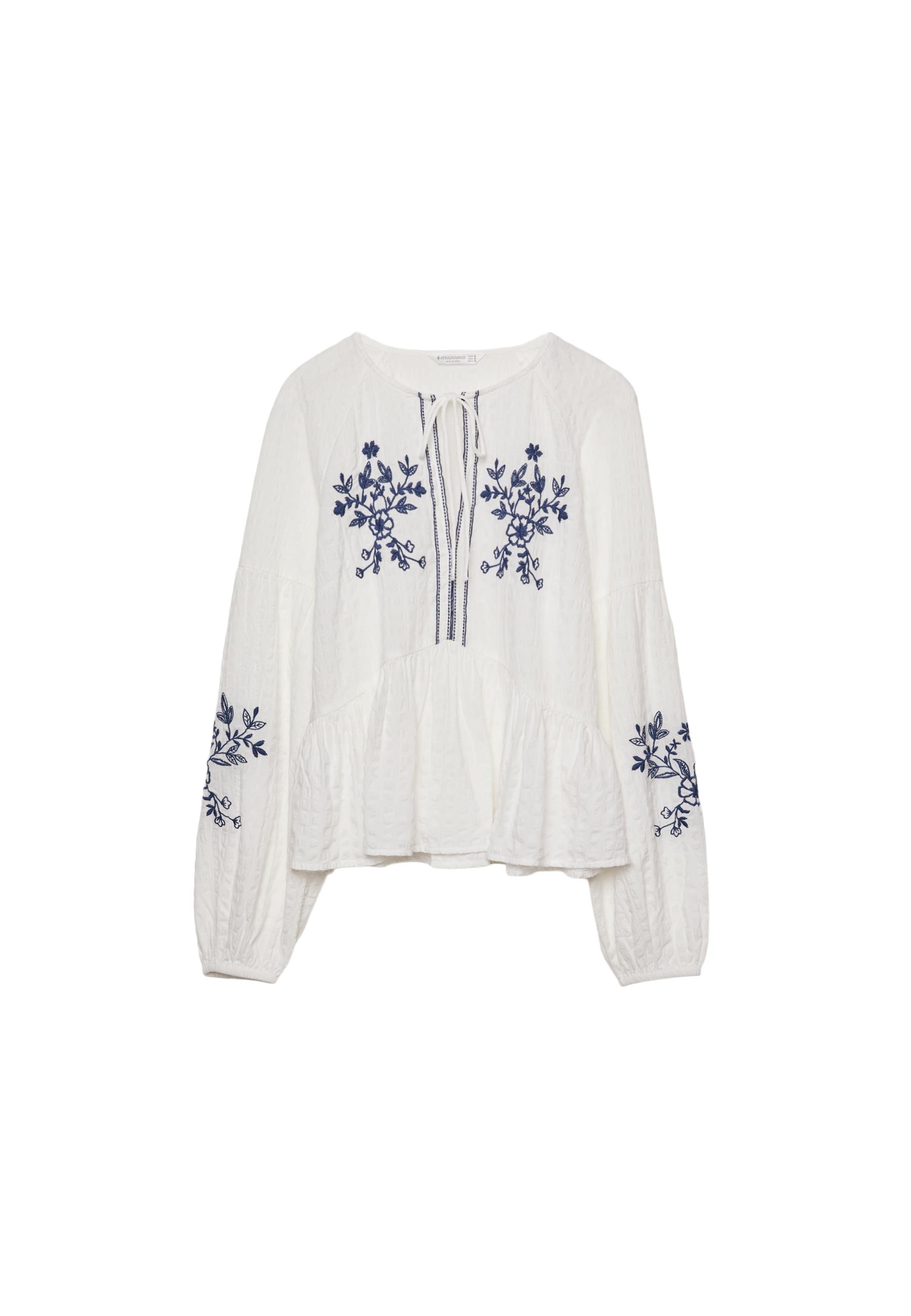 Flowing embroidered blouse - Women's fashion | Stradivarius