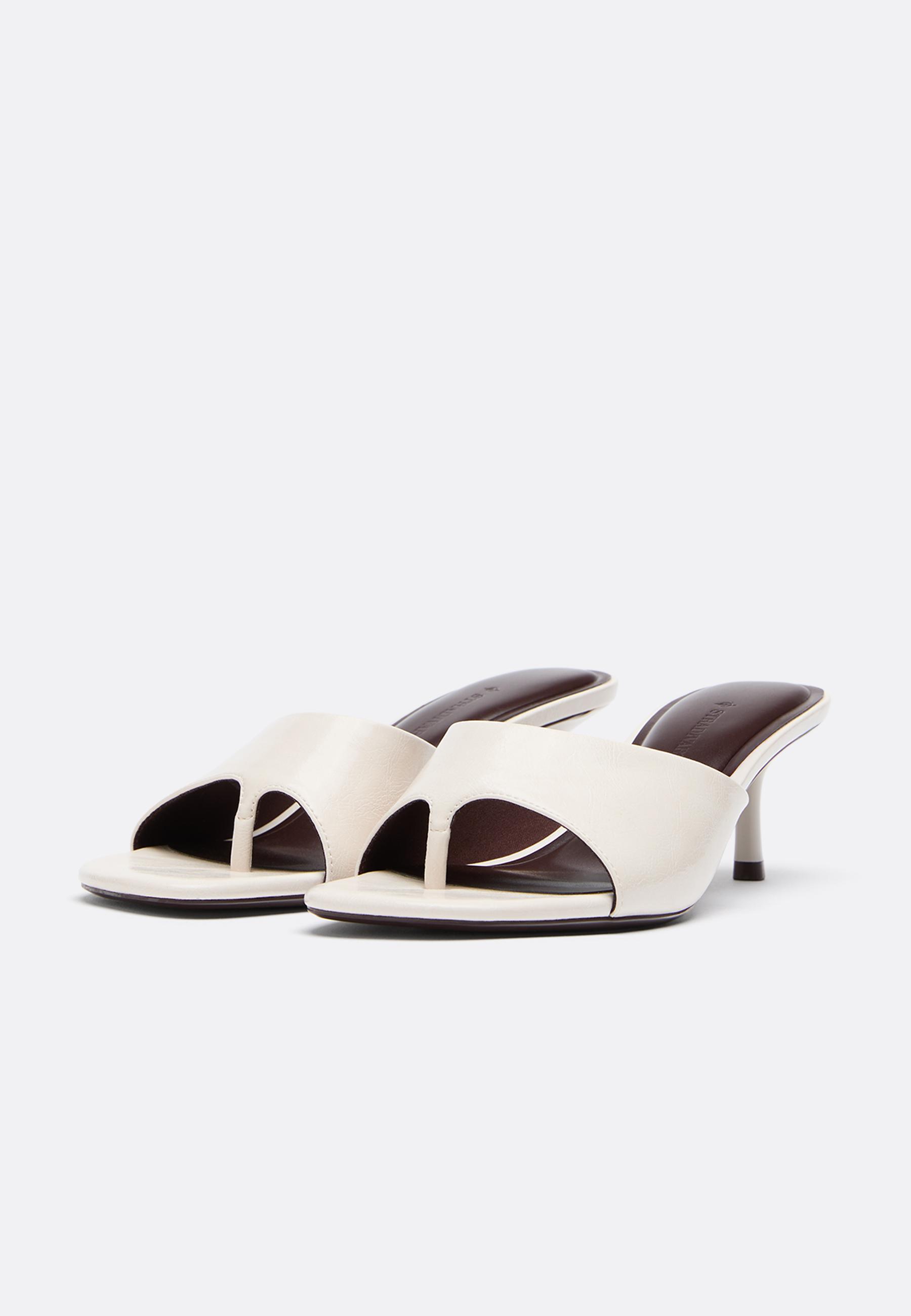 Heeled thong sandals — ECRU