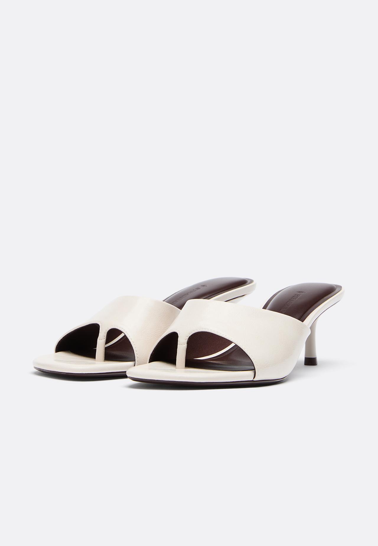 Thong heeled sandals — ECRU