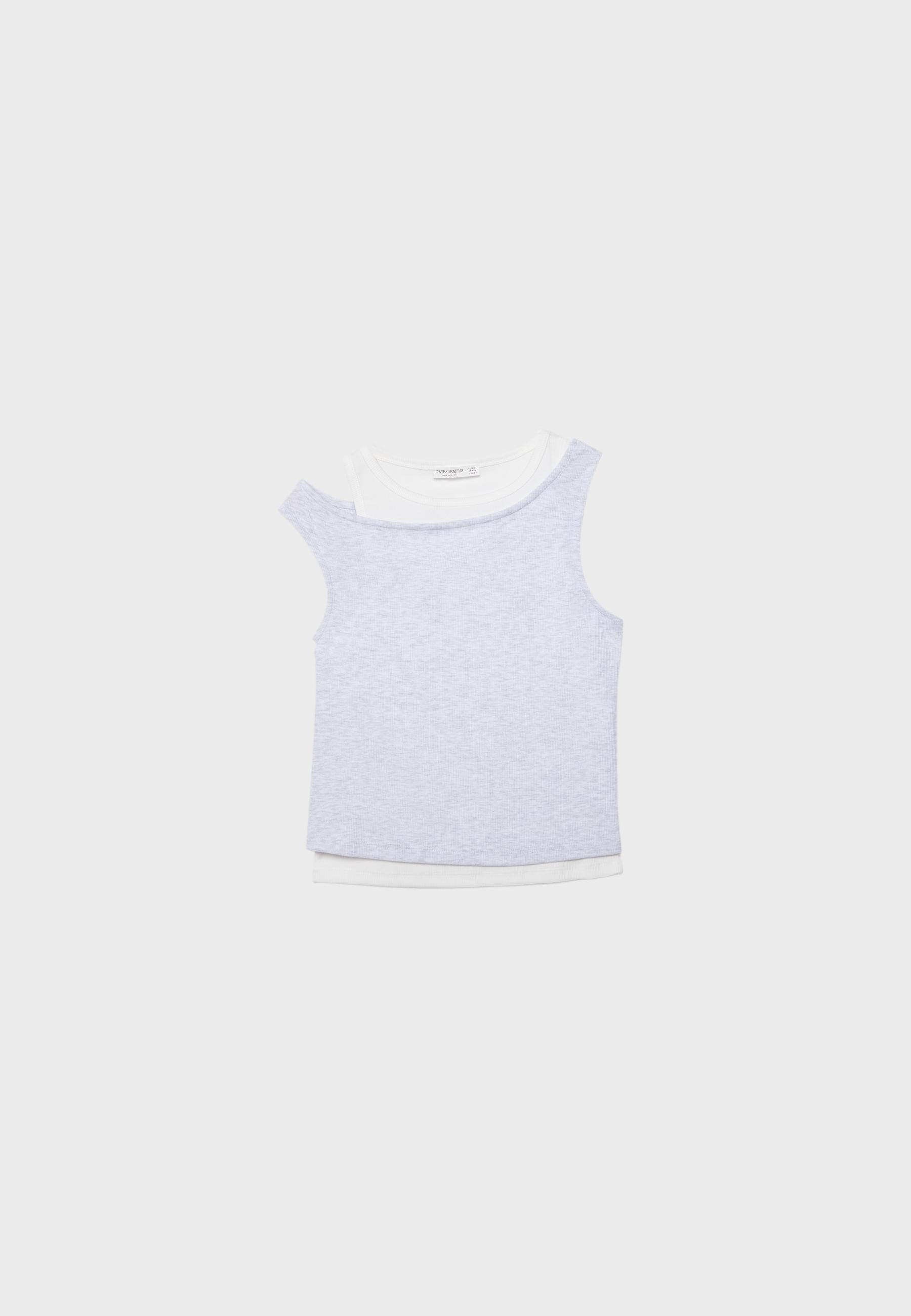 Double layer T-shirt — Grey melange