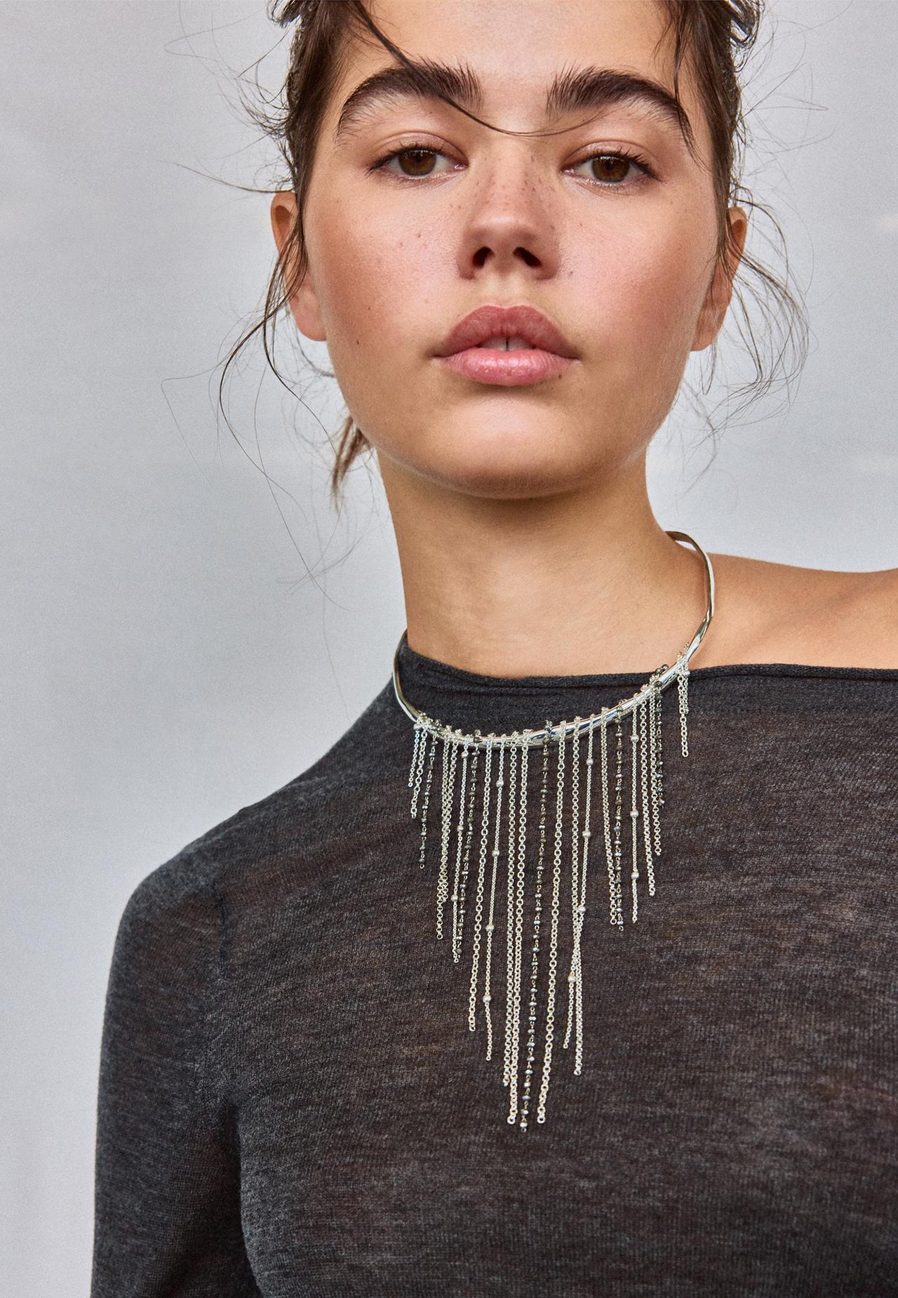 Waterfall choker necklace — Grey
