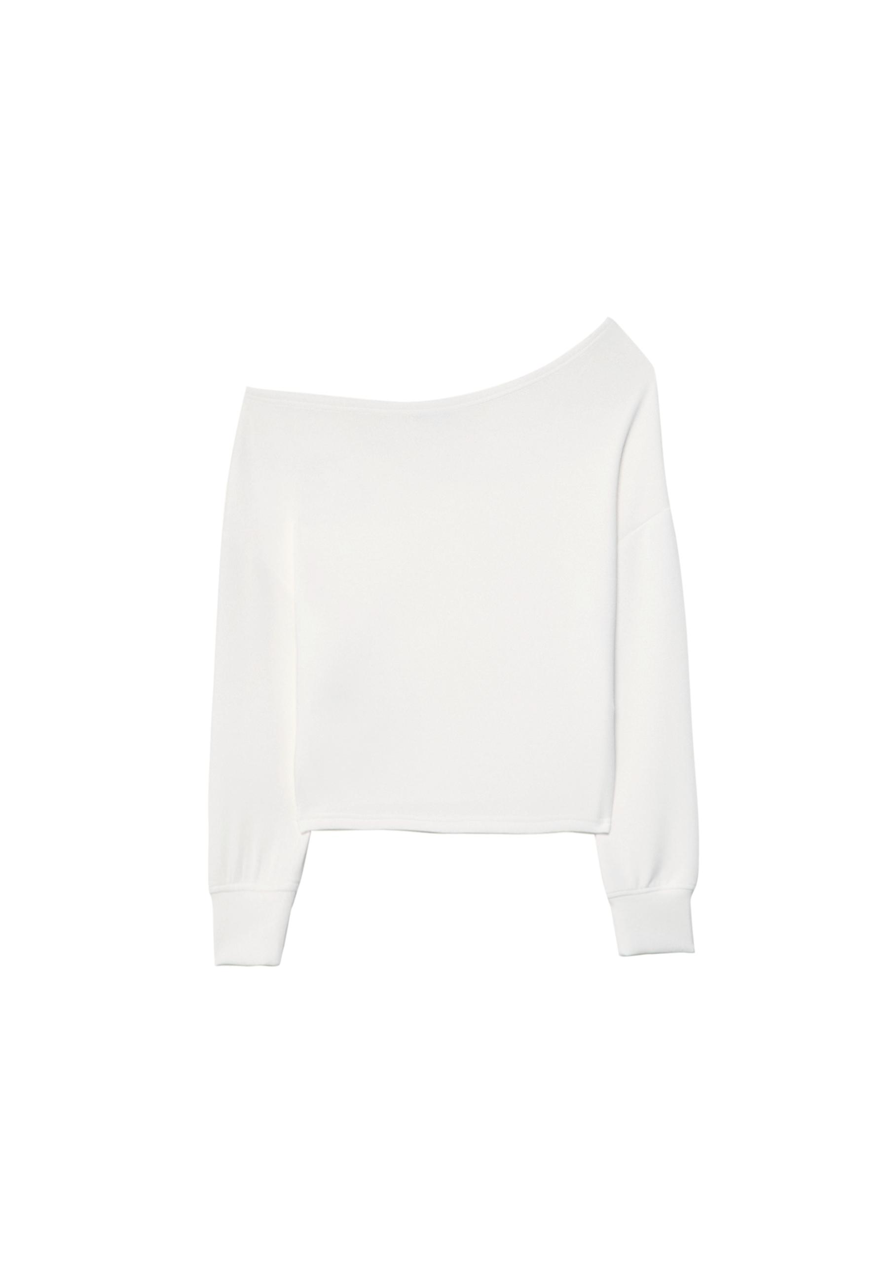 Soft-touch off-the-shoulder sweatshirt — White