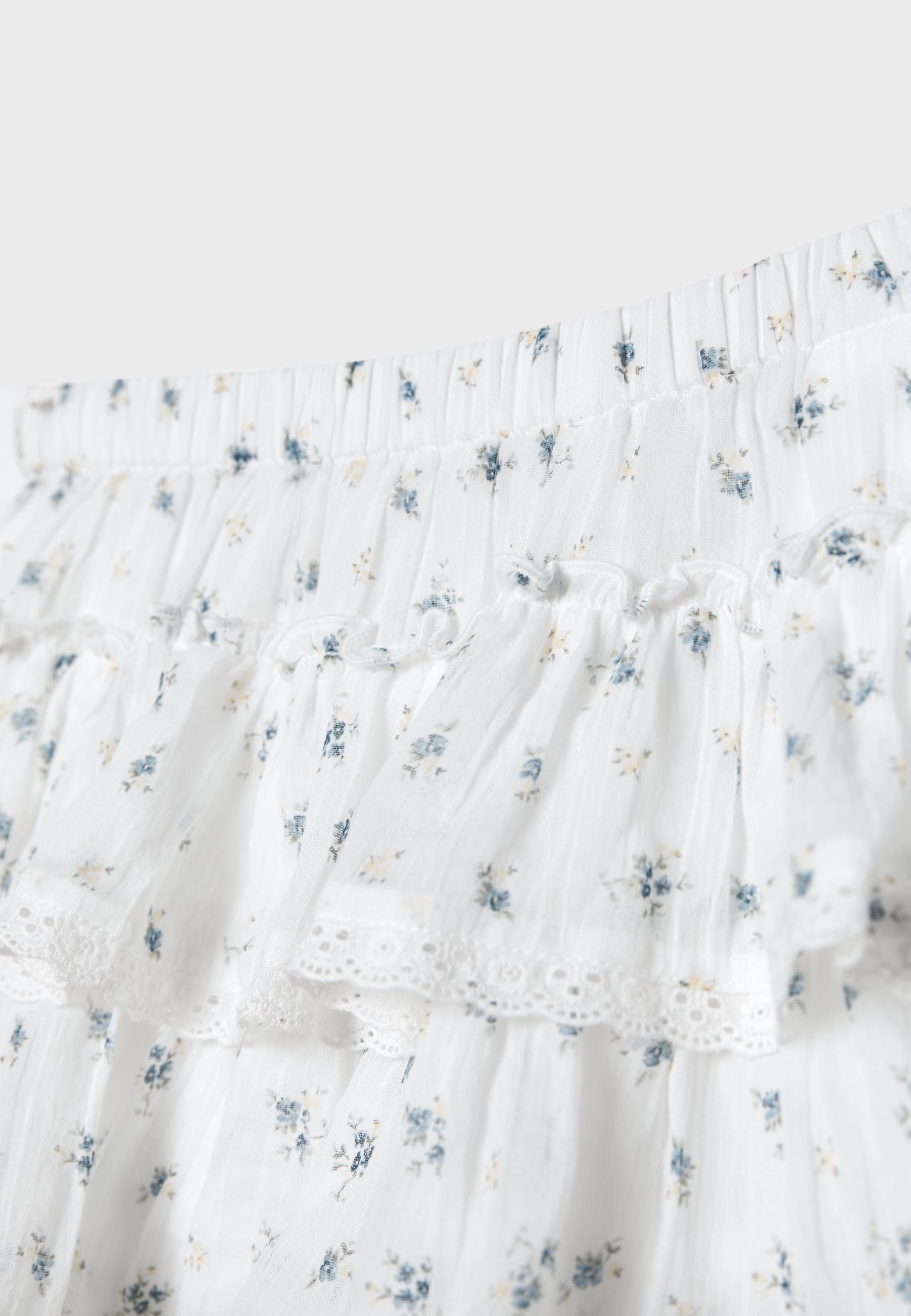 Ruffled crinkle-effect skort — Sky blue
