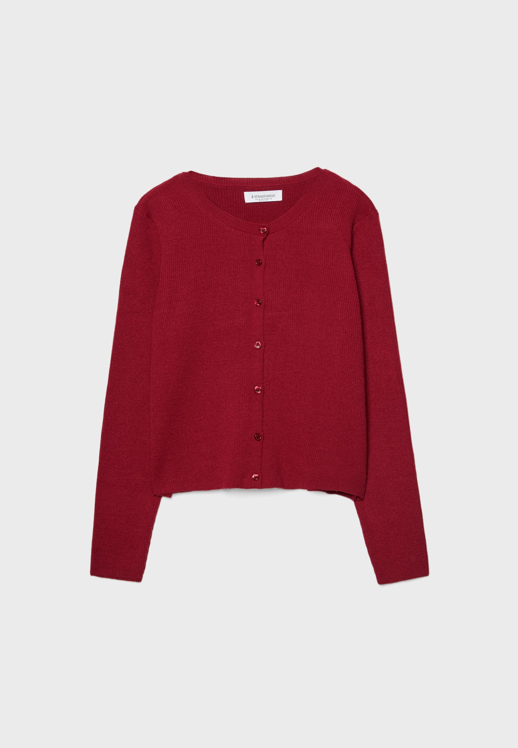 LOONFUNG Star Embroidered Knit Botton Up Red offers Cardigan