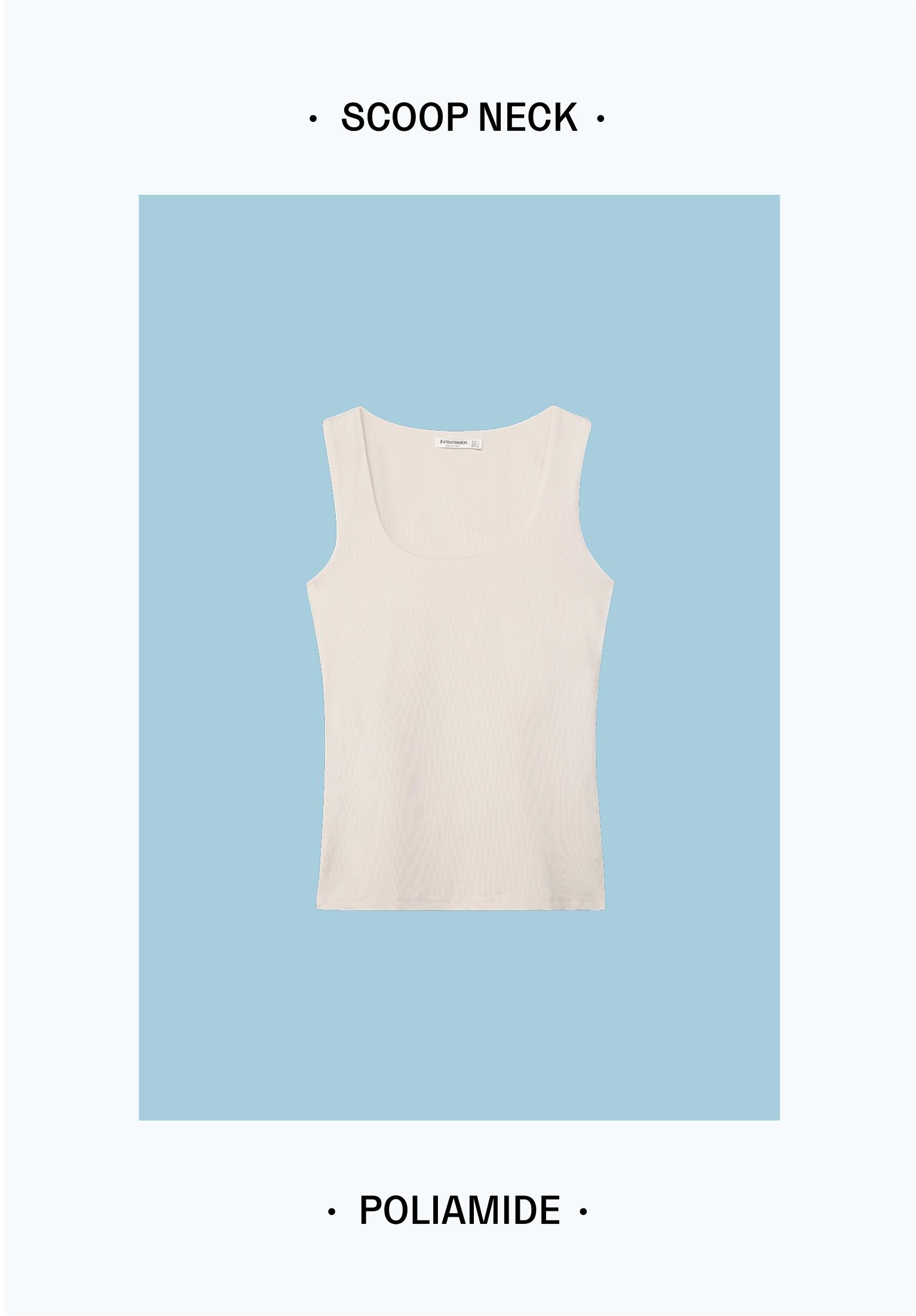 Polyamide wide-strap T-shirt — Stone