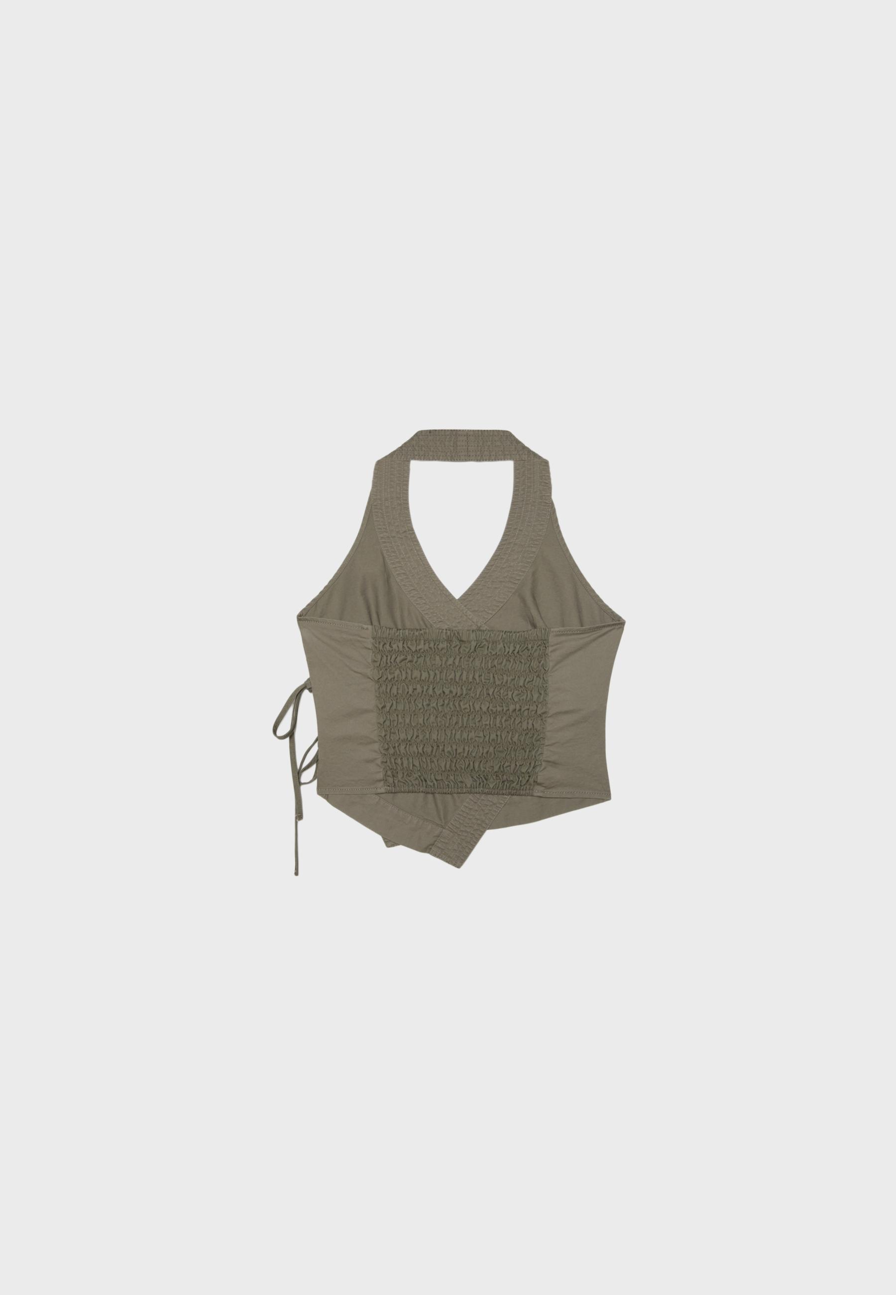 Halter neck wrap top — Khaki