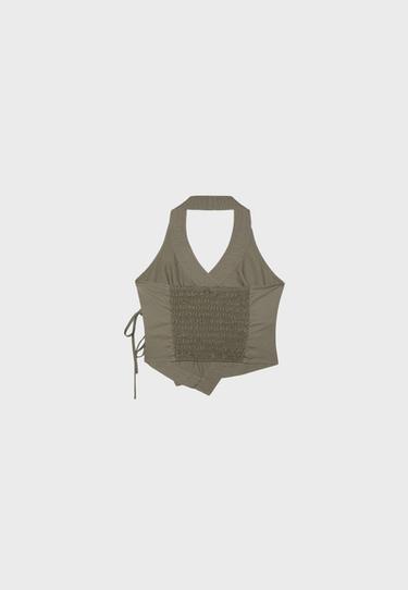 Halter wrap top — Khaki 7