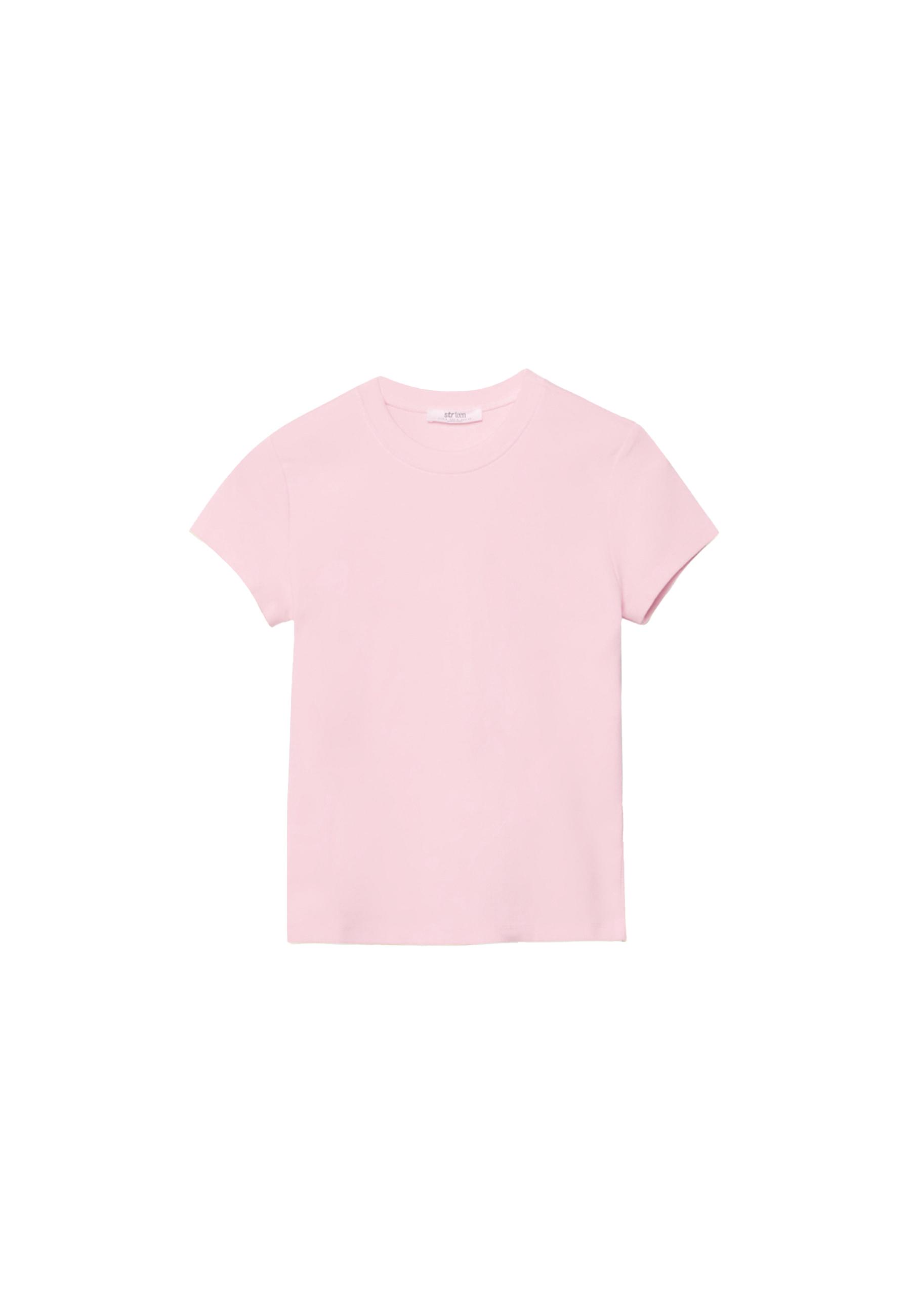 Basic round neck short sleeve T-shirt — Pastel pink