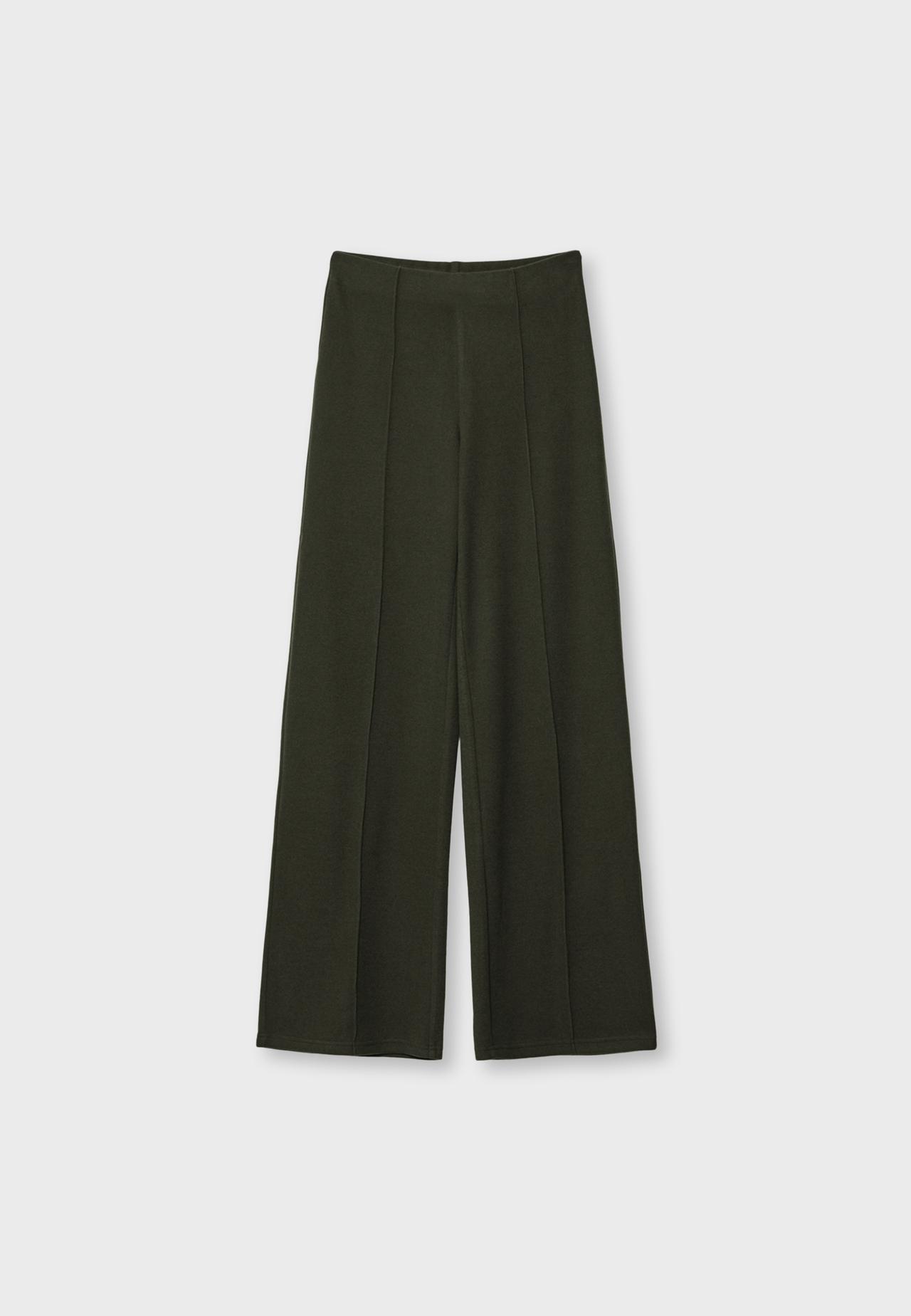 Soft-touch pintuck trousers — Khaki