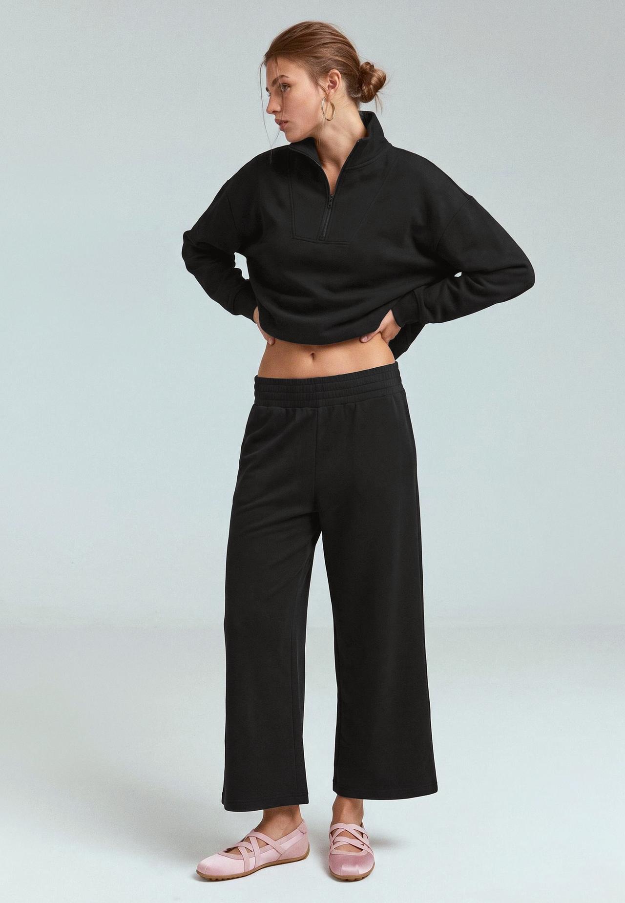 Soft-touch culottes — Black
