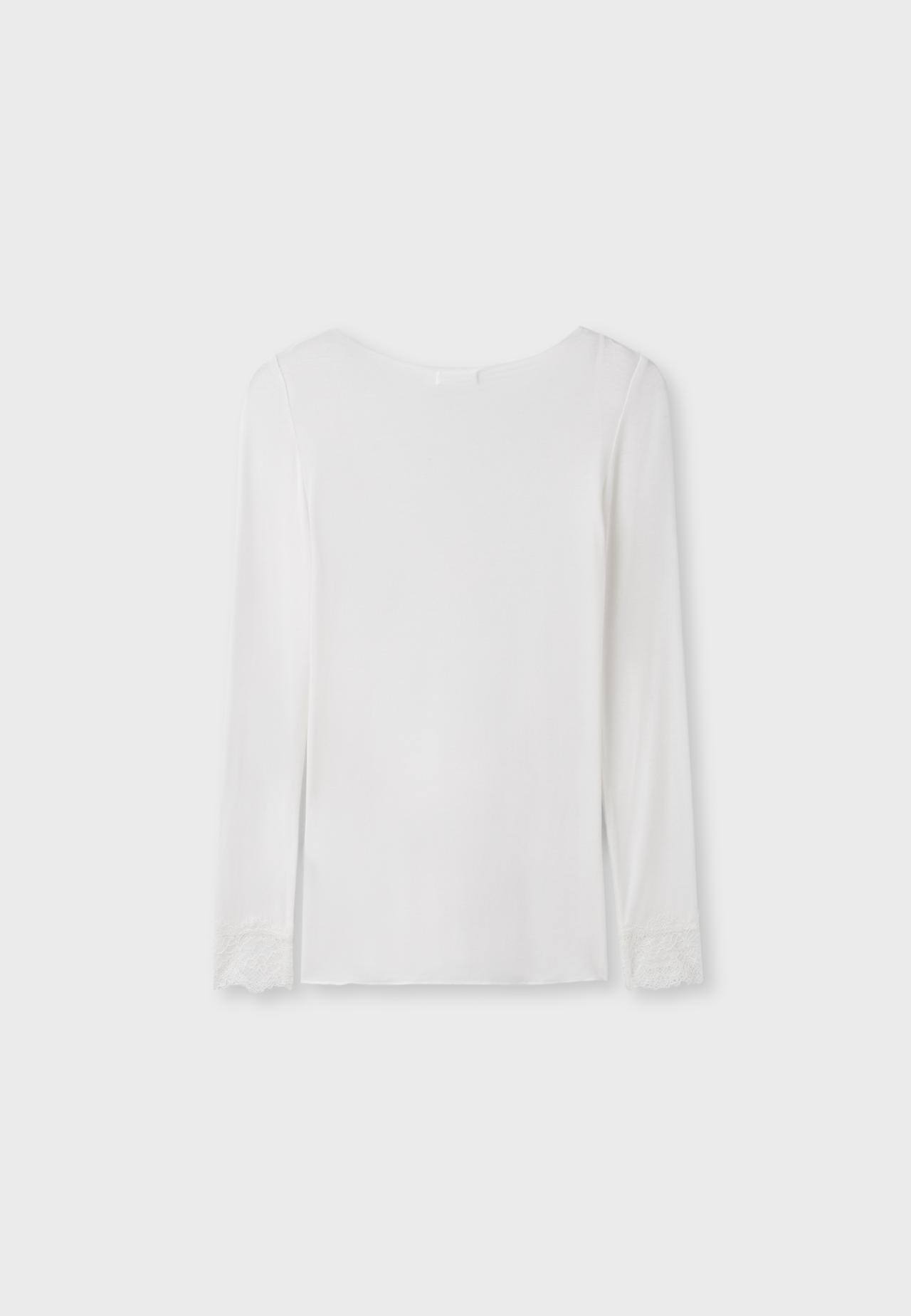 Cashmere V-neck long sleeve T-shirt — Vanilla
