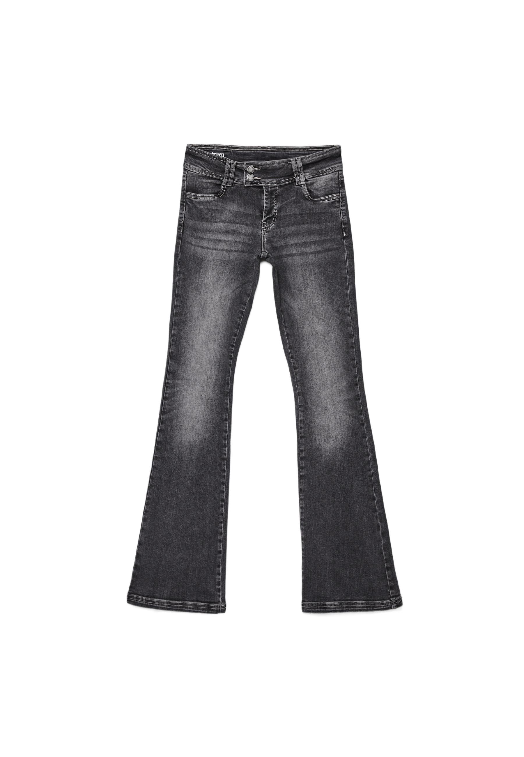 Low-rise bootcut jeans with studs — BLACK DENIM WASHED EFFECT 