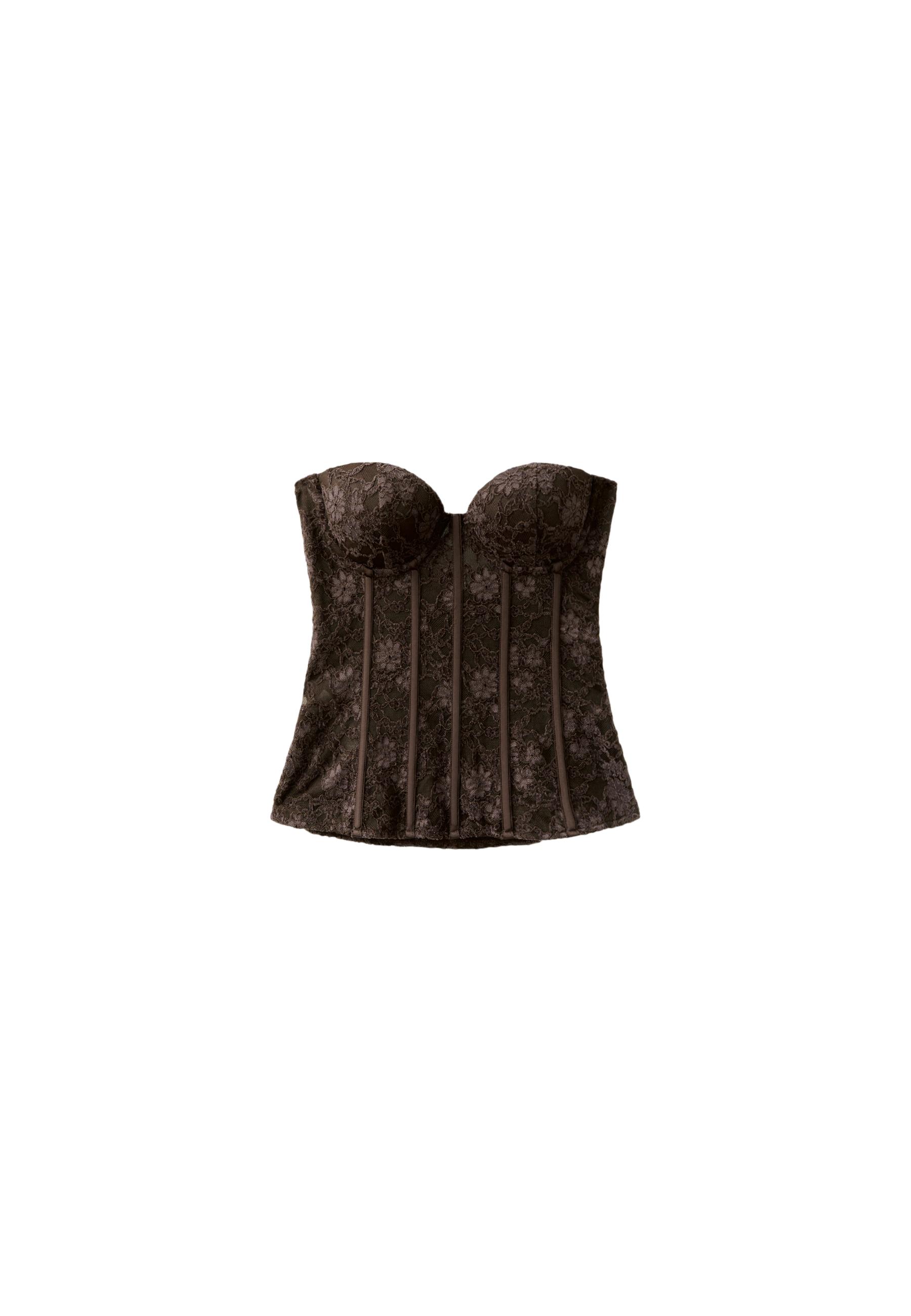 Fitted lace corset — Brown