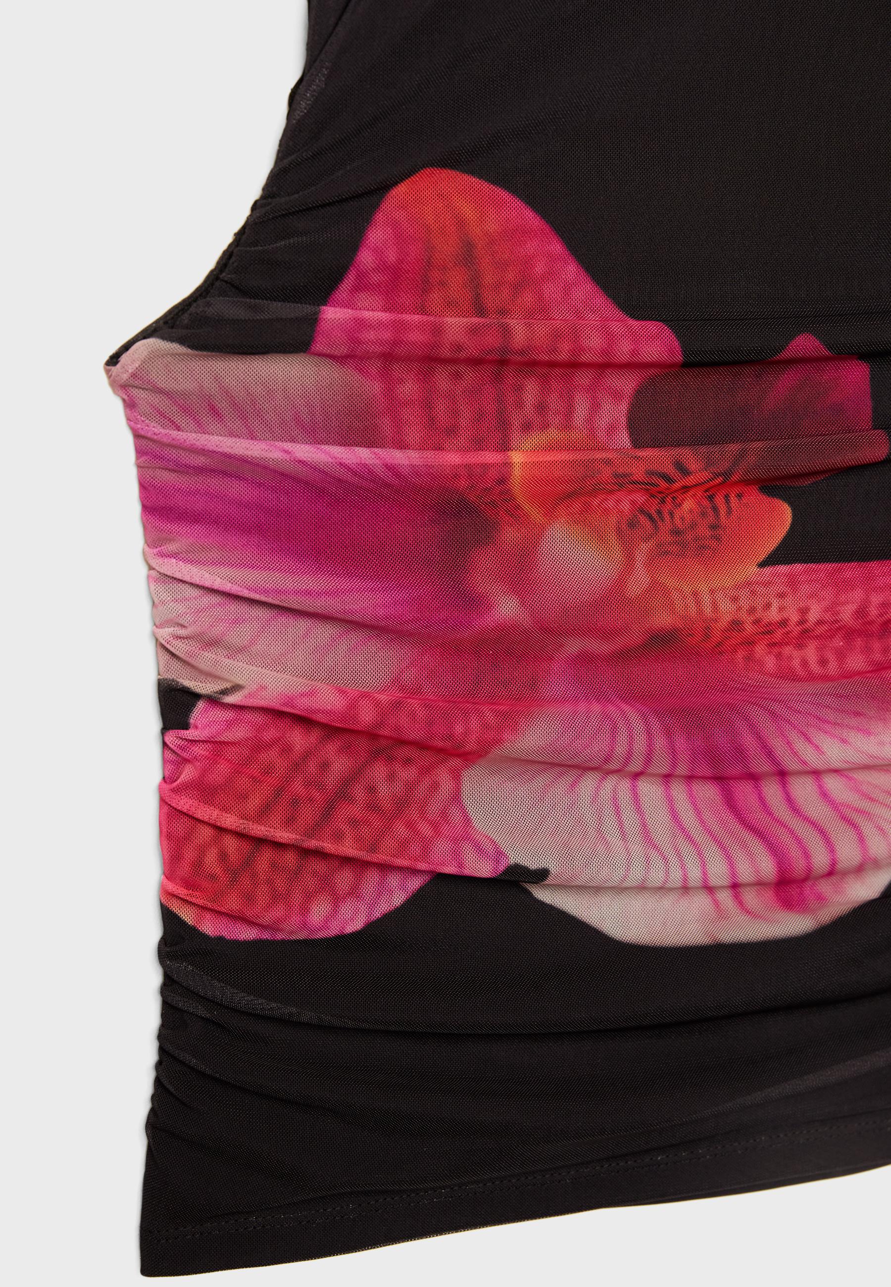 Tulle top with hibiscus details - Women's fashion