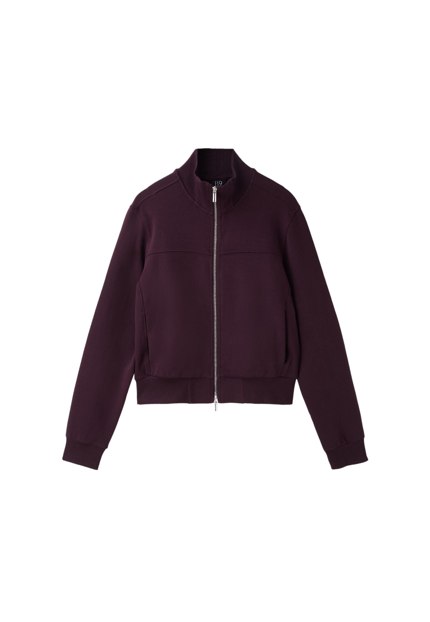 B09 Cropped High-Neck Zip-Up Sweatshirt — Dark purple