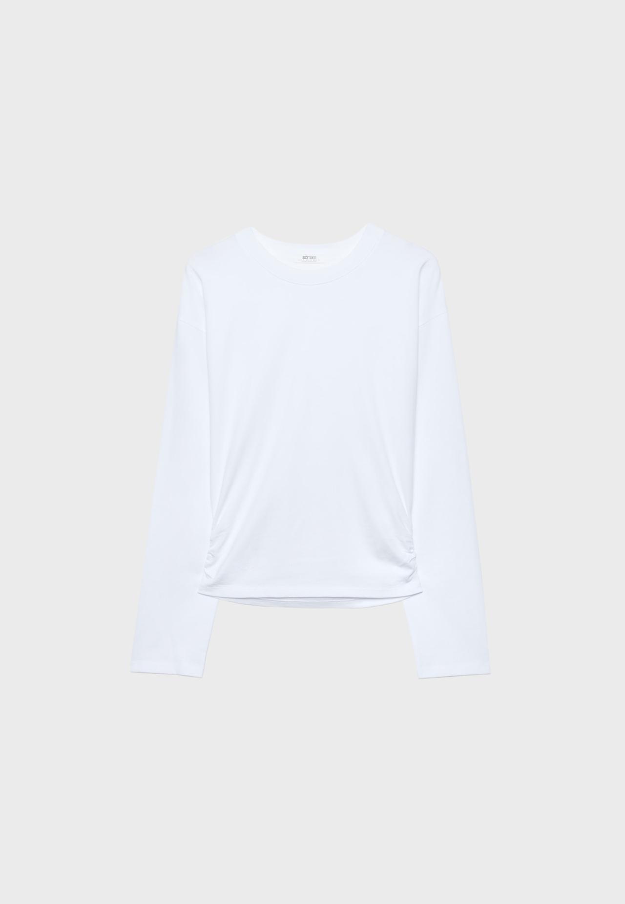 Long sleeve gathered top — White