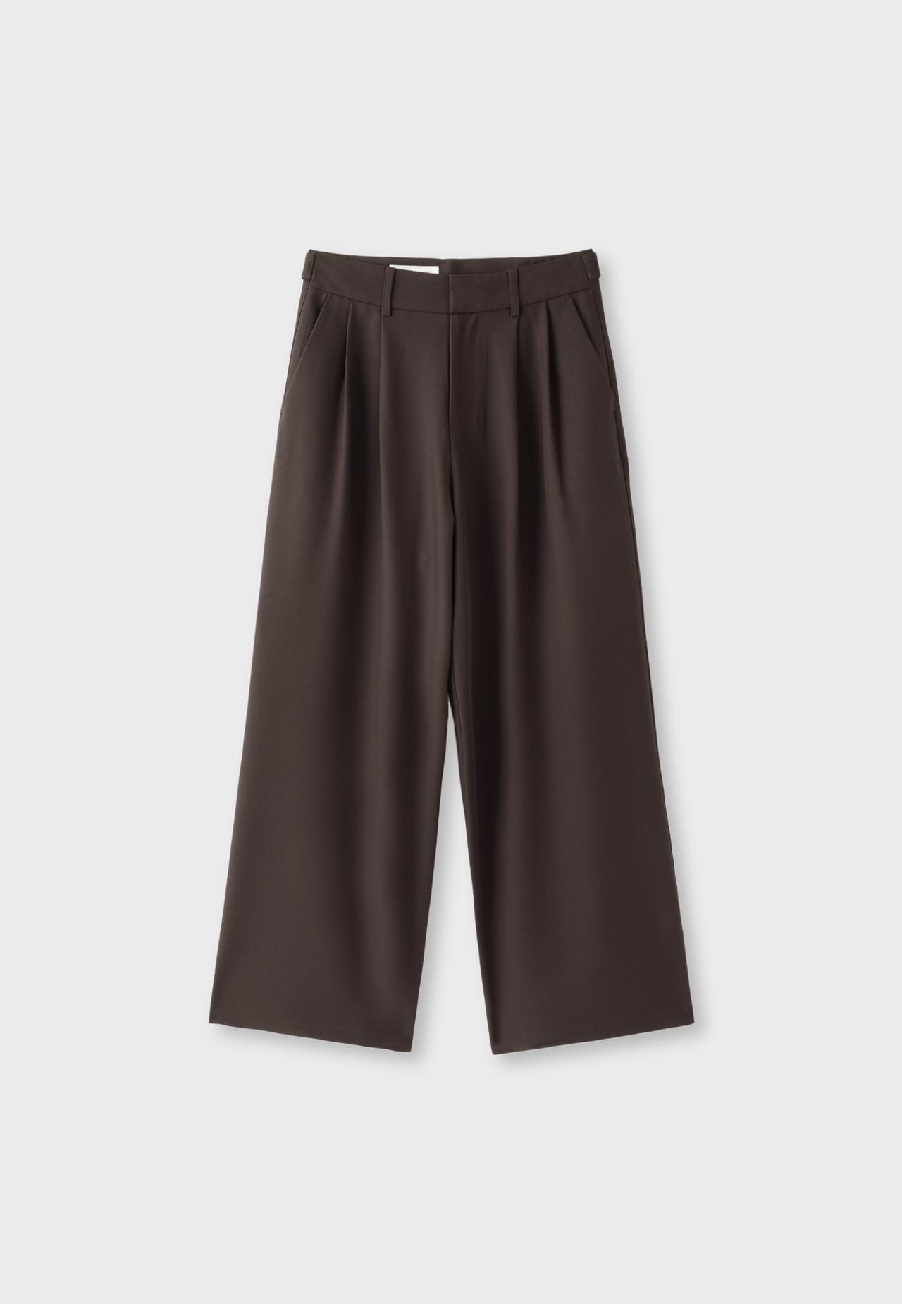 Wide-leg smart trousers with adjustable buttons — Brown