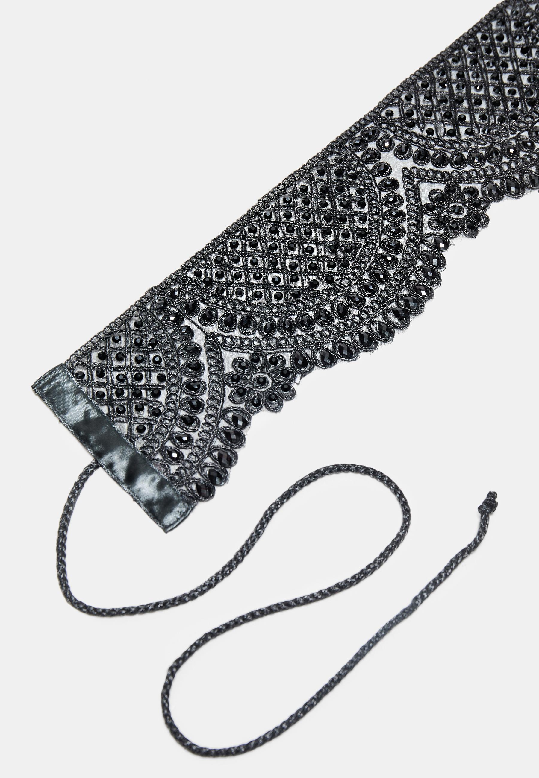 Wide faux pearl belt — Black