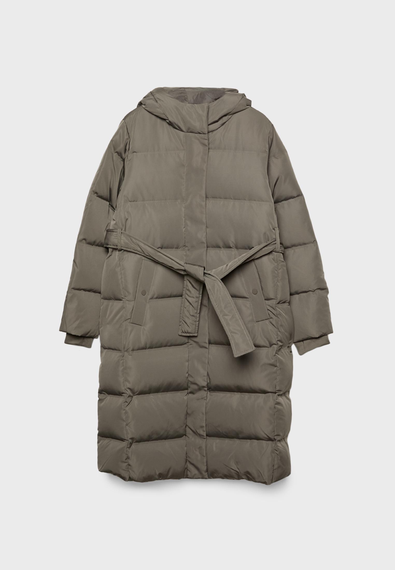 Padded coat with belt sale