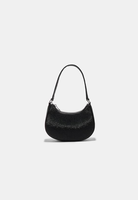 Stradivarius Shoulder Bag With Rhinestones Black Os