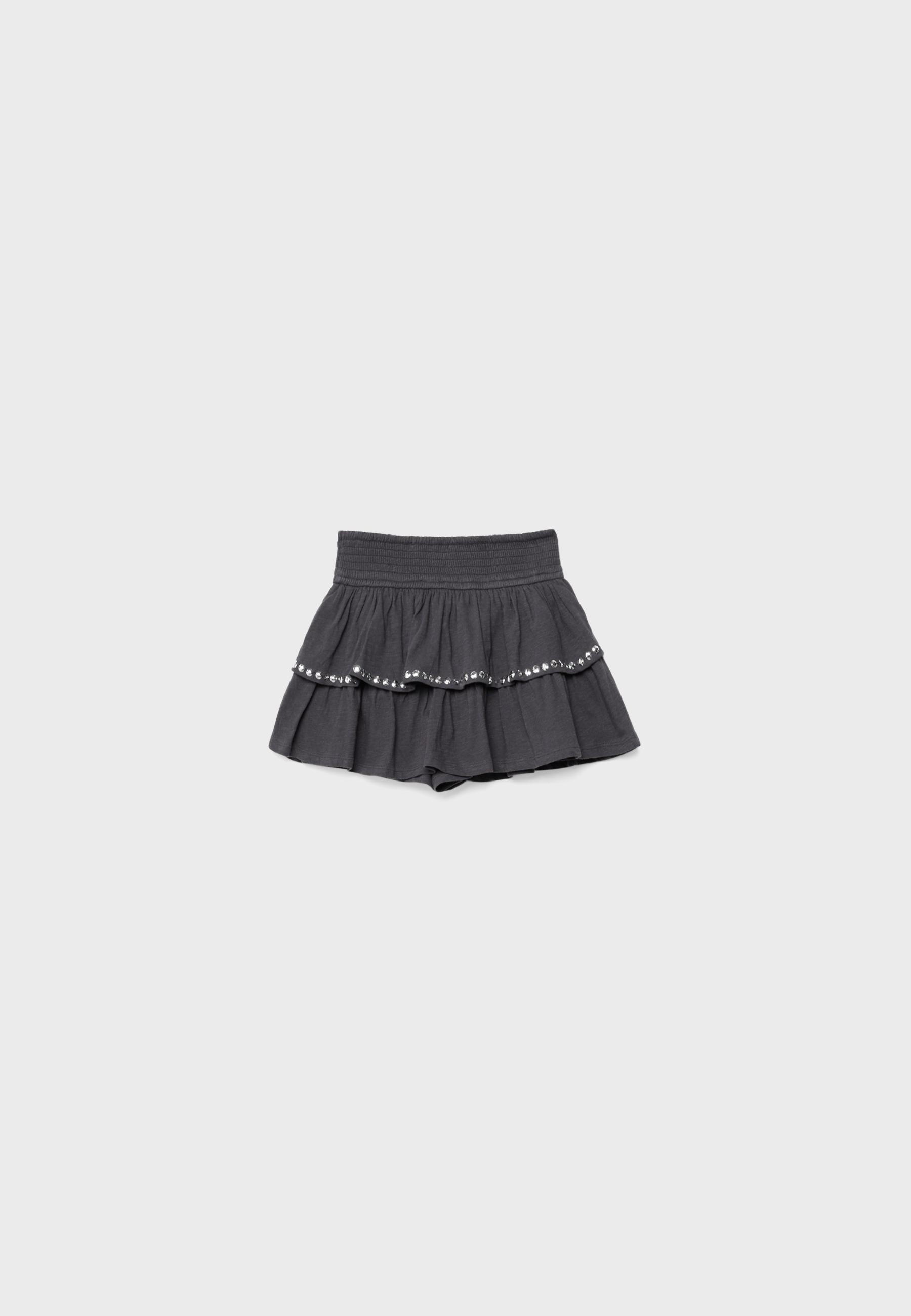 Studded ruffled mini skirt — Dark grey