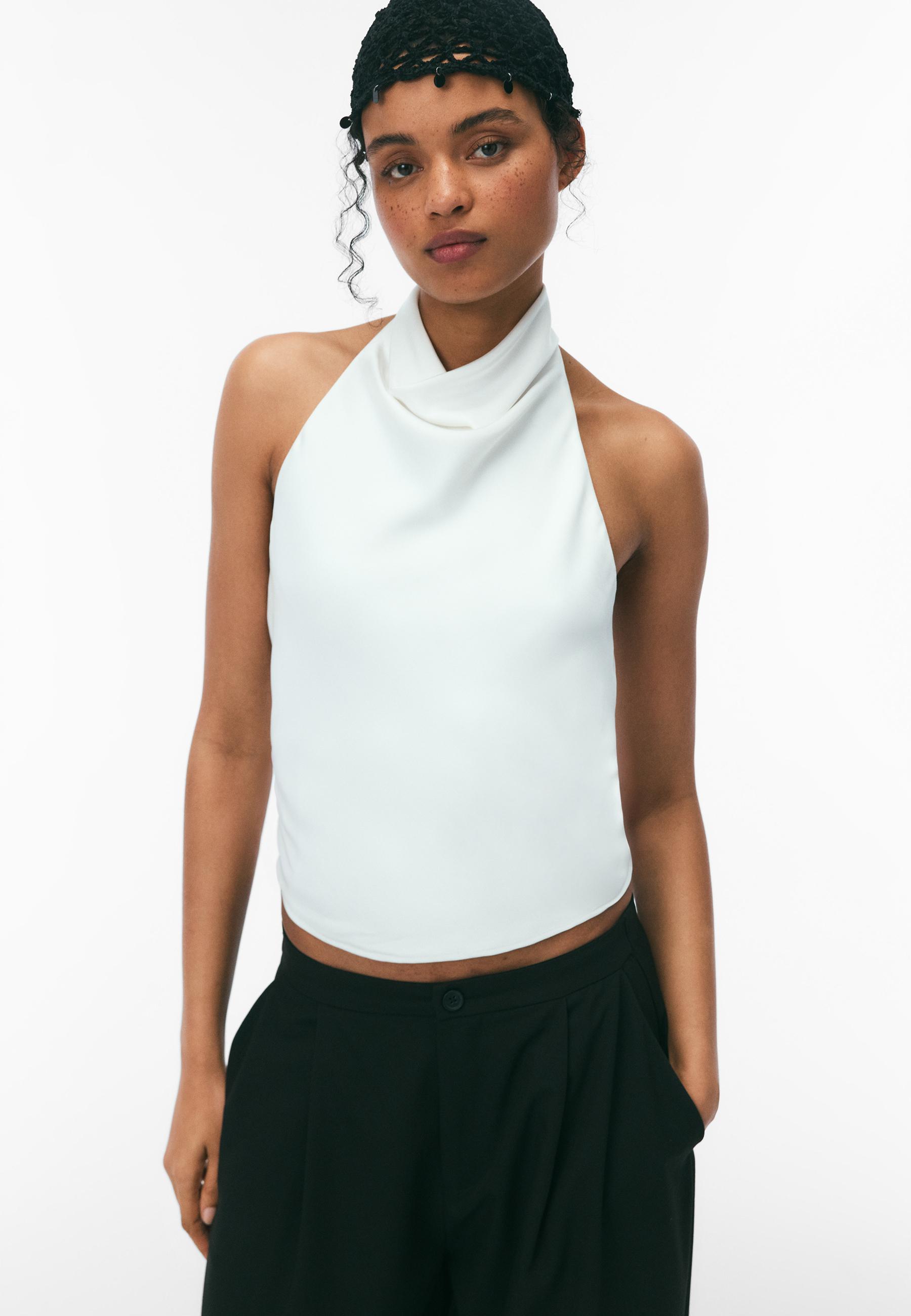 Satin effect halter top - Women's fashion | Stradivarius Romania