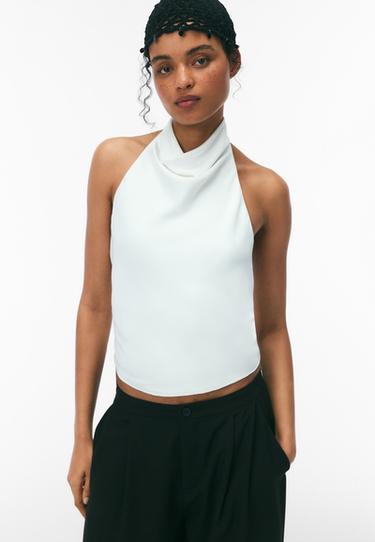 Saten halter top - Görsel 12