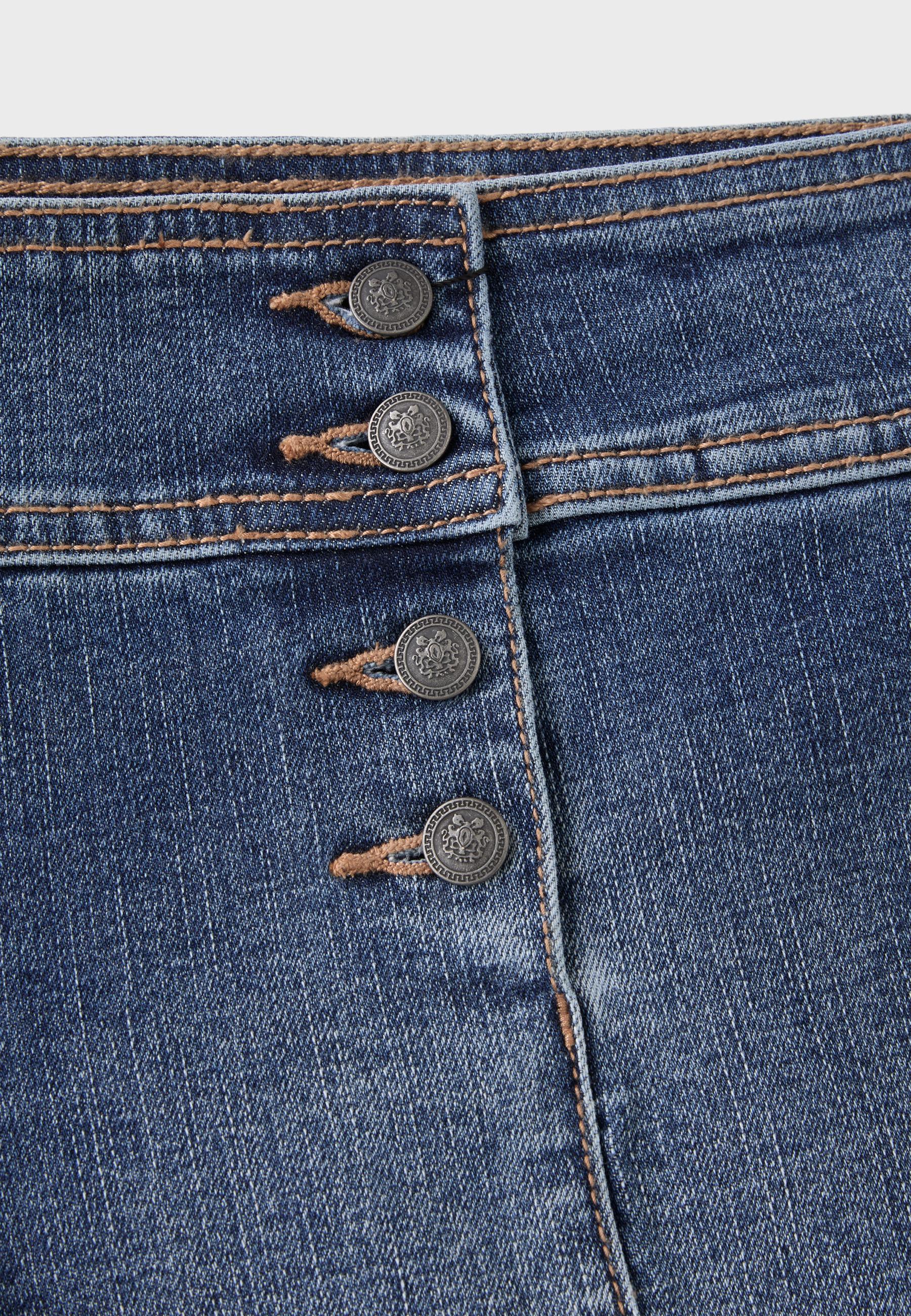 Button denim shorts — MEDIUM DENIM WASH