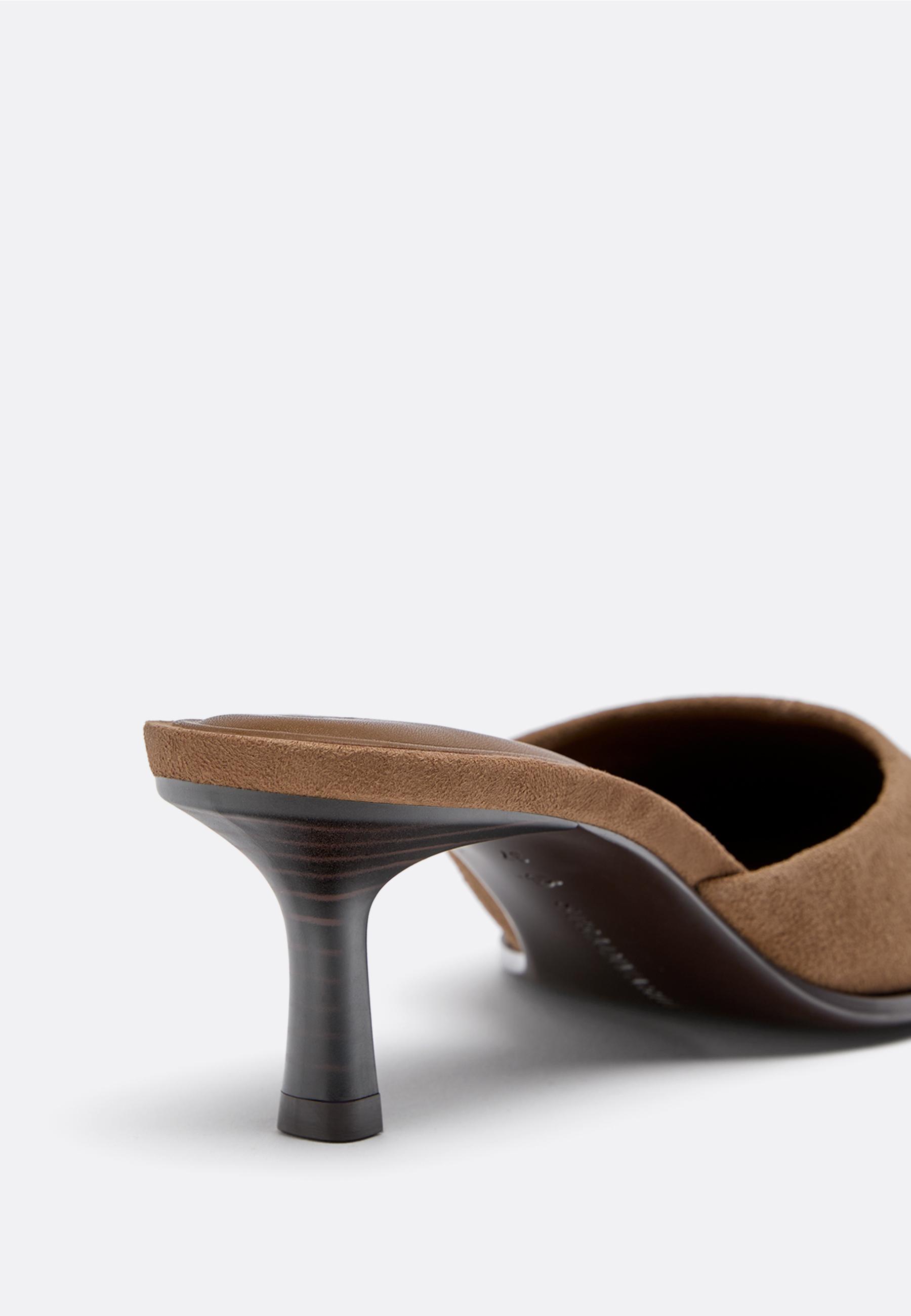 Leather kitten heel mules — BROWN