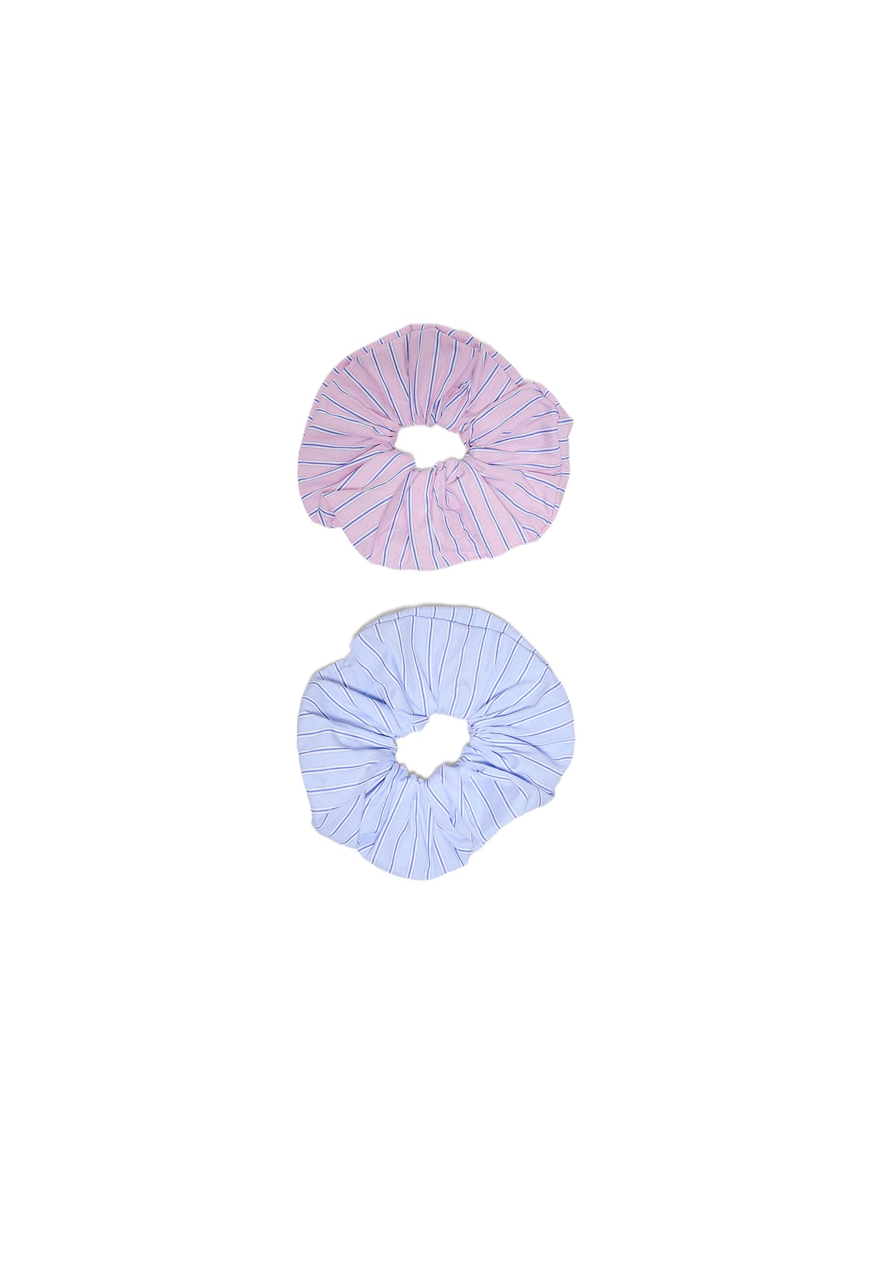 Set of 2 striped scrunchies — Pastel pink
