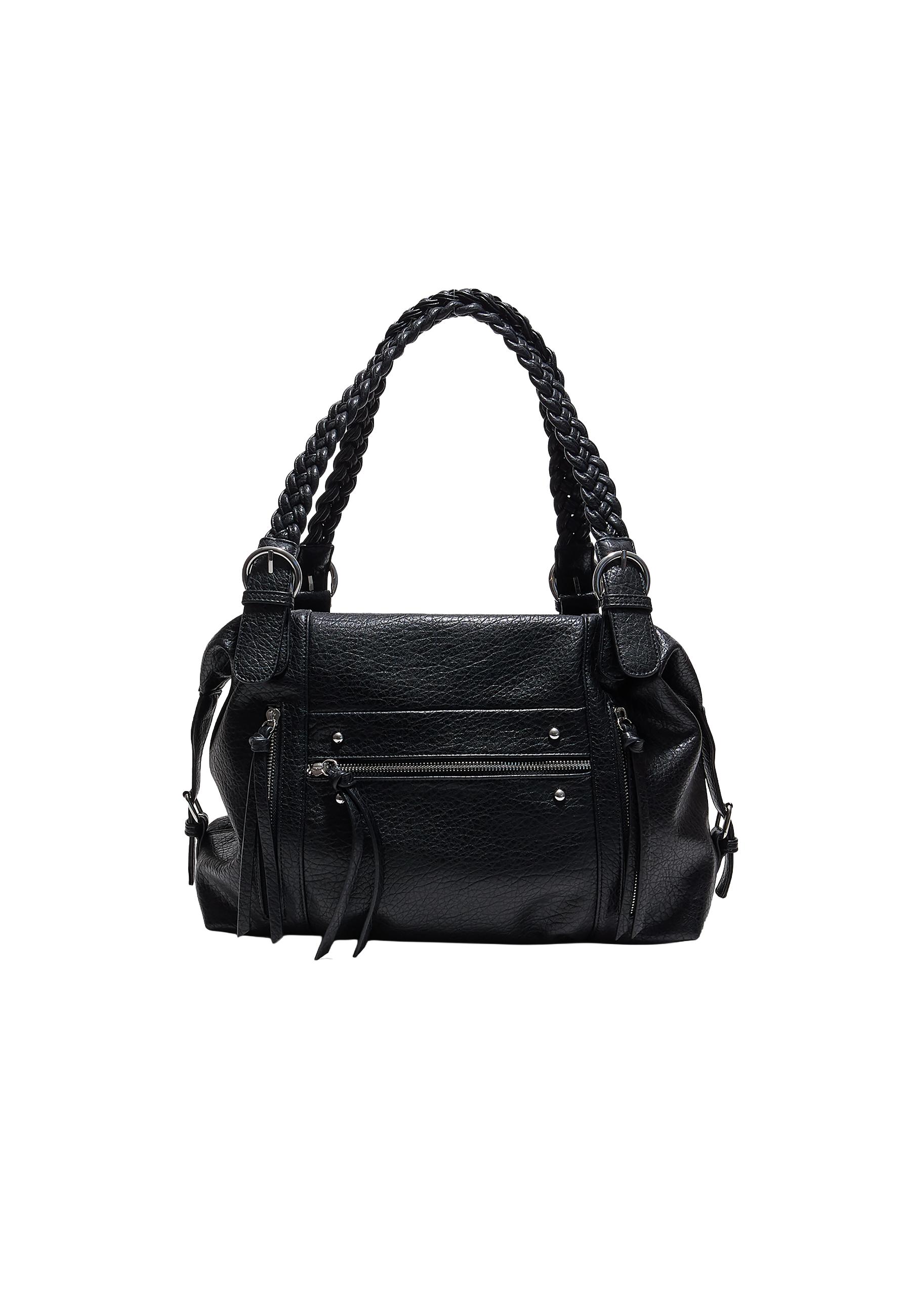 Shoulder bag with braided handle — Black