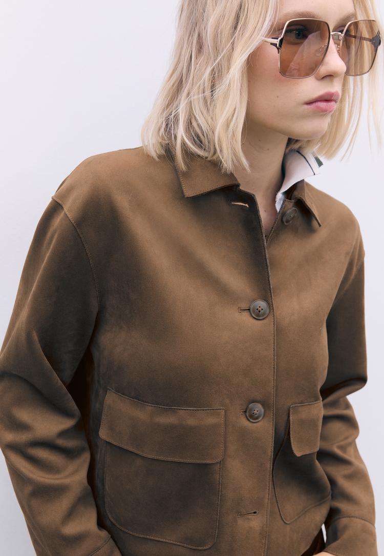 cazadora bolsillos efecto ante