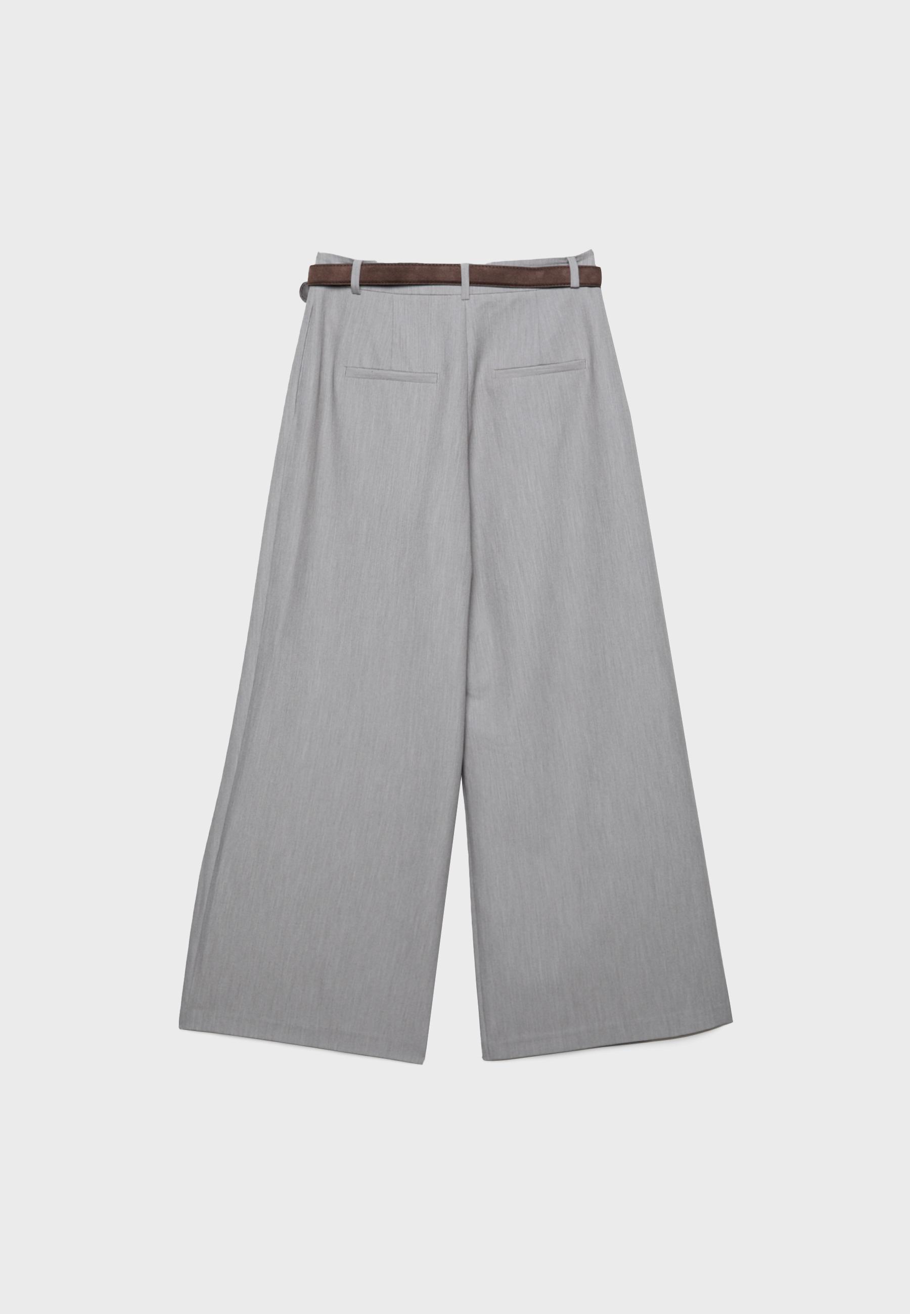 Maxi-dart trousers with belt — Grey melange