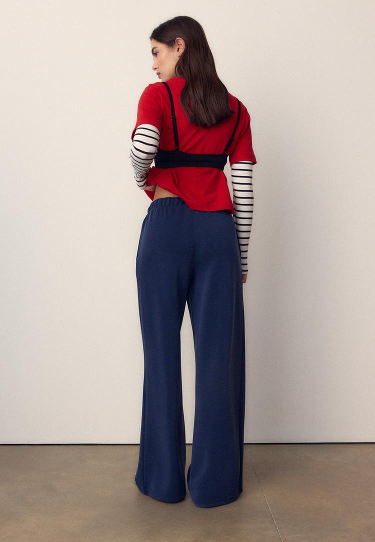 pantalon jogger wide leg nervio tacto suave