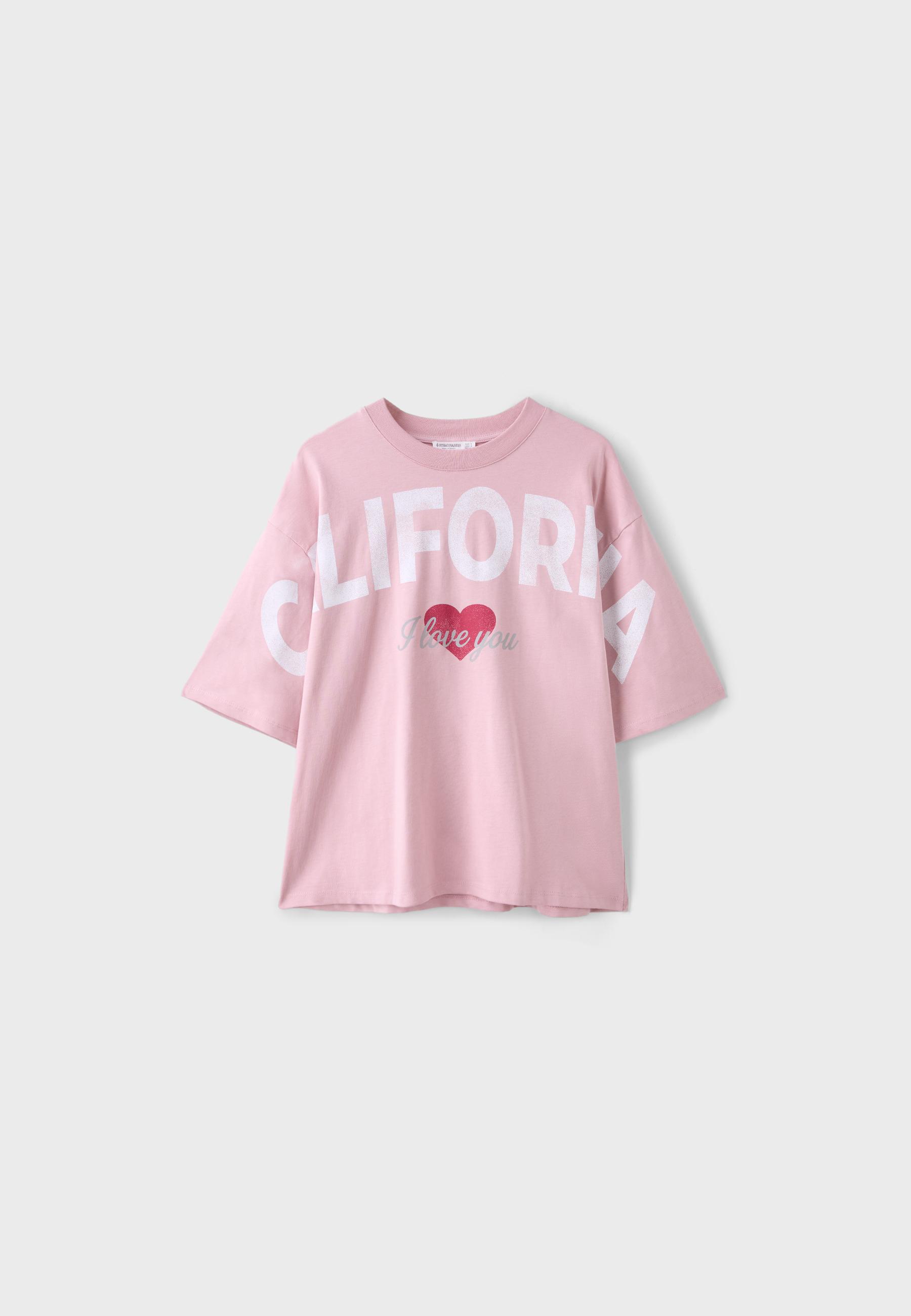 California print T-shirt — Pastel pink