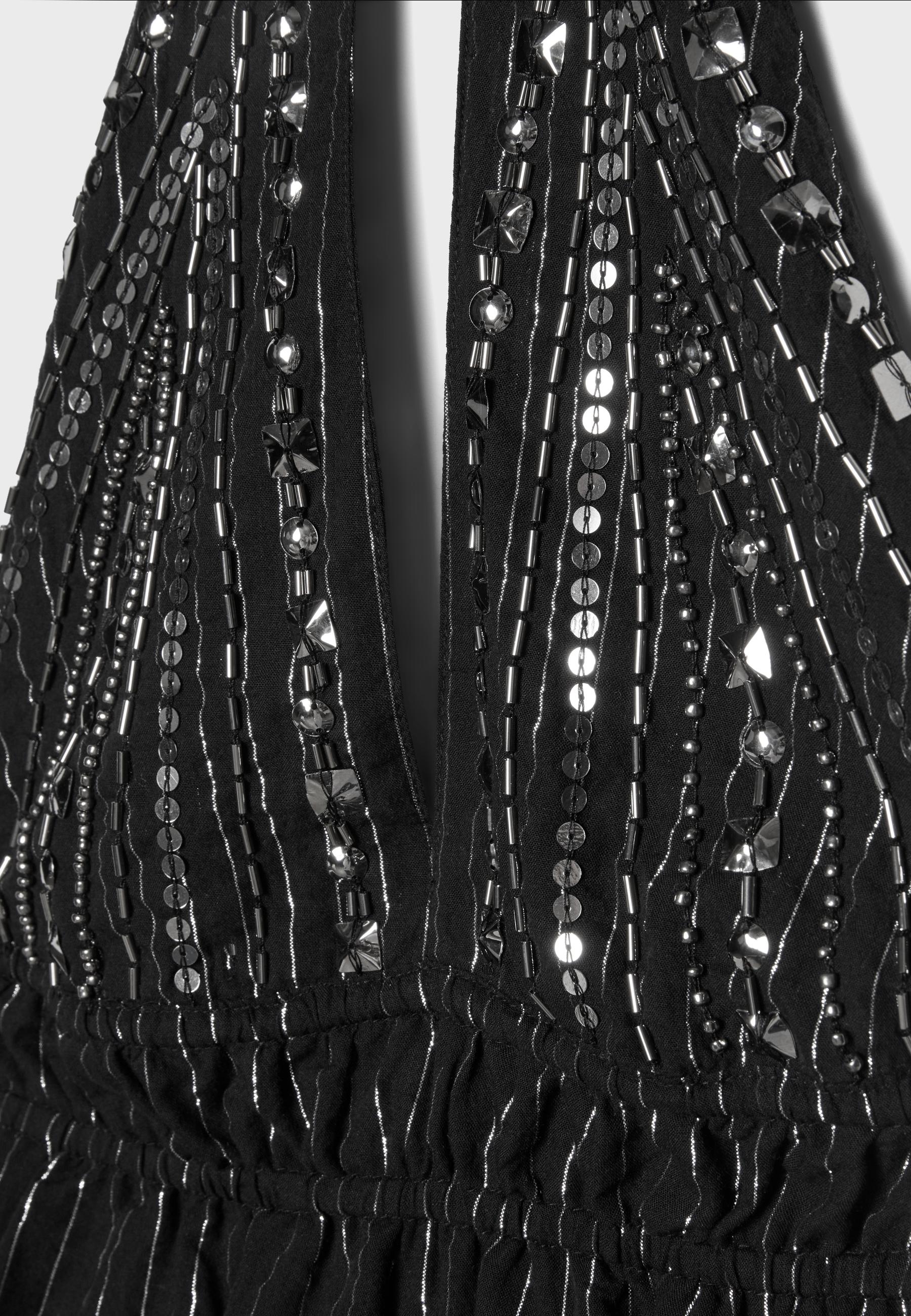 Beaded short halter dress — Black