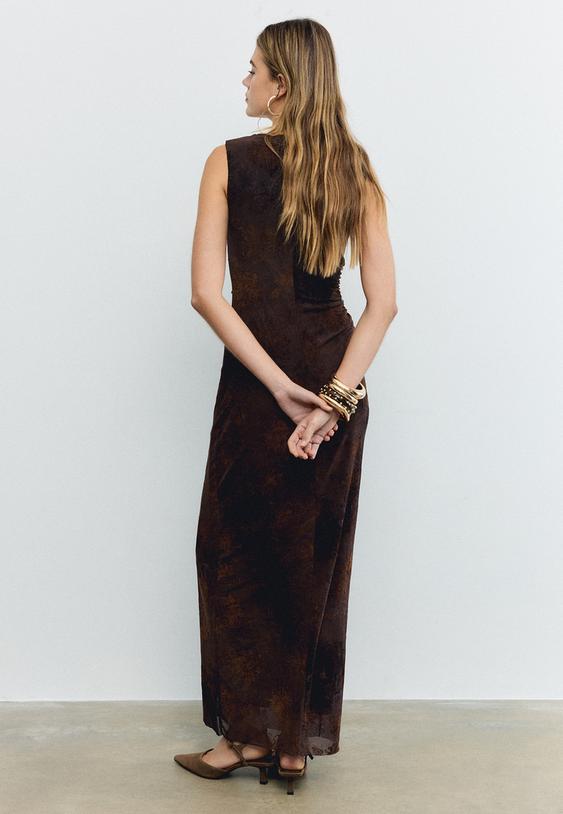 vestito midi in tulle scollo quadrato