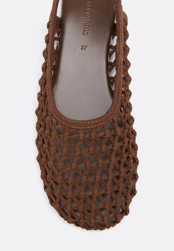 Stradivarius Open-Back Mesh Babouches Brown 5