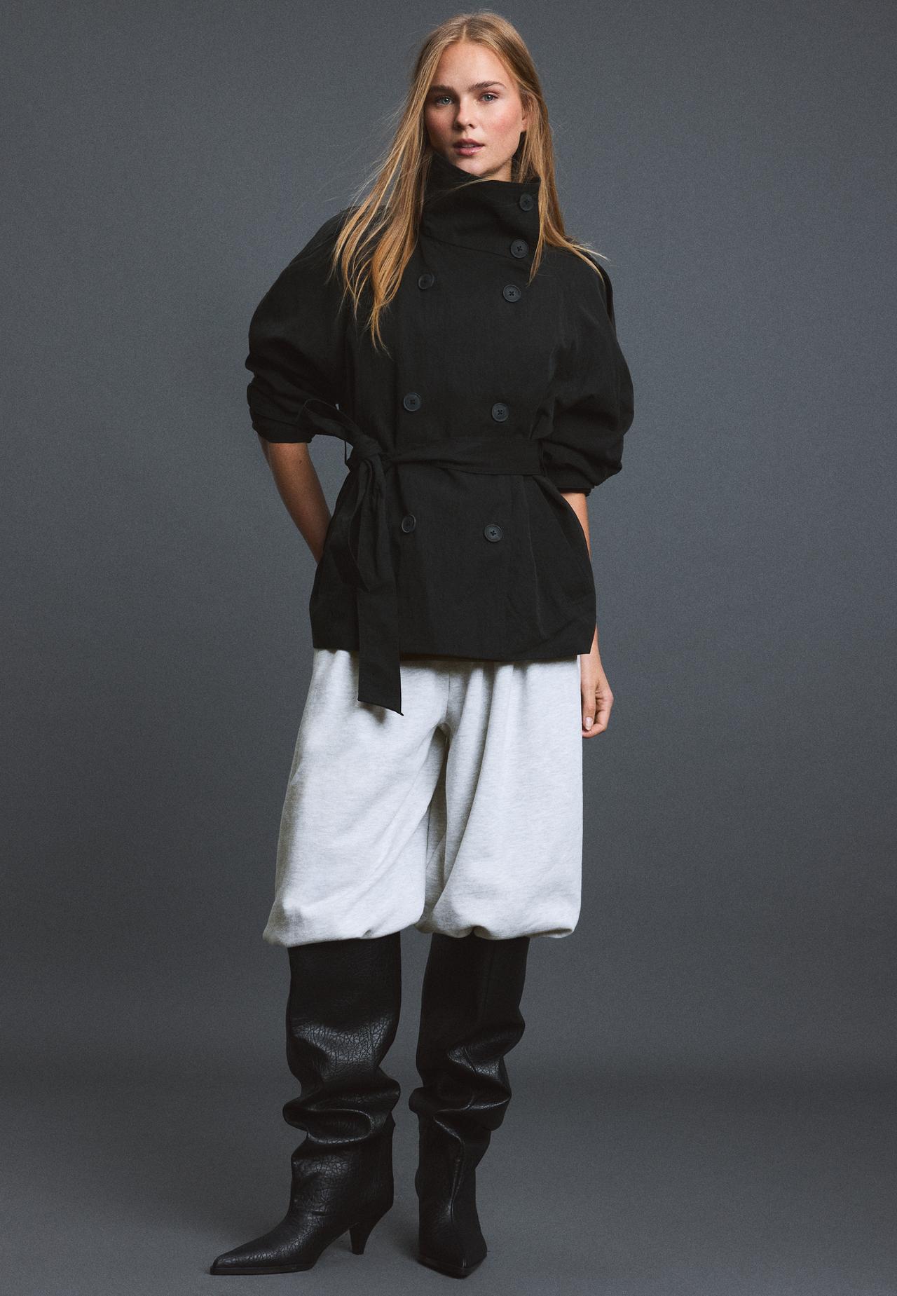 High neck trench coat — Black