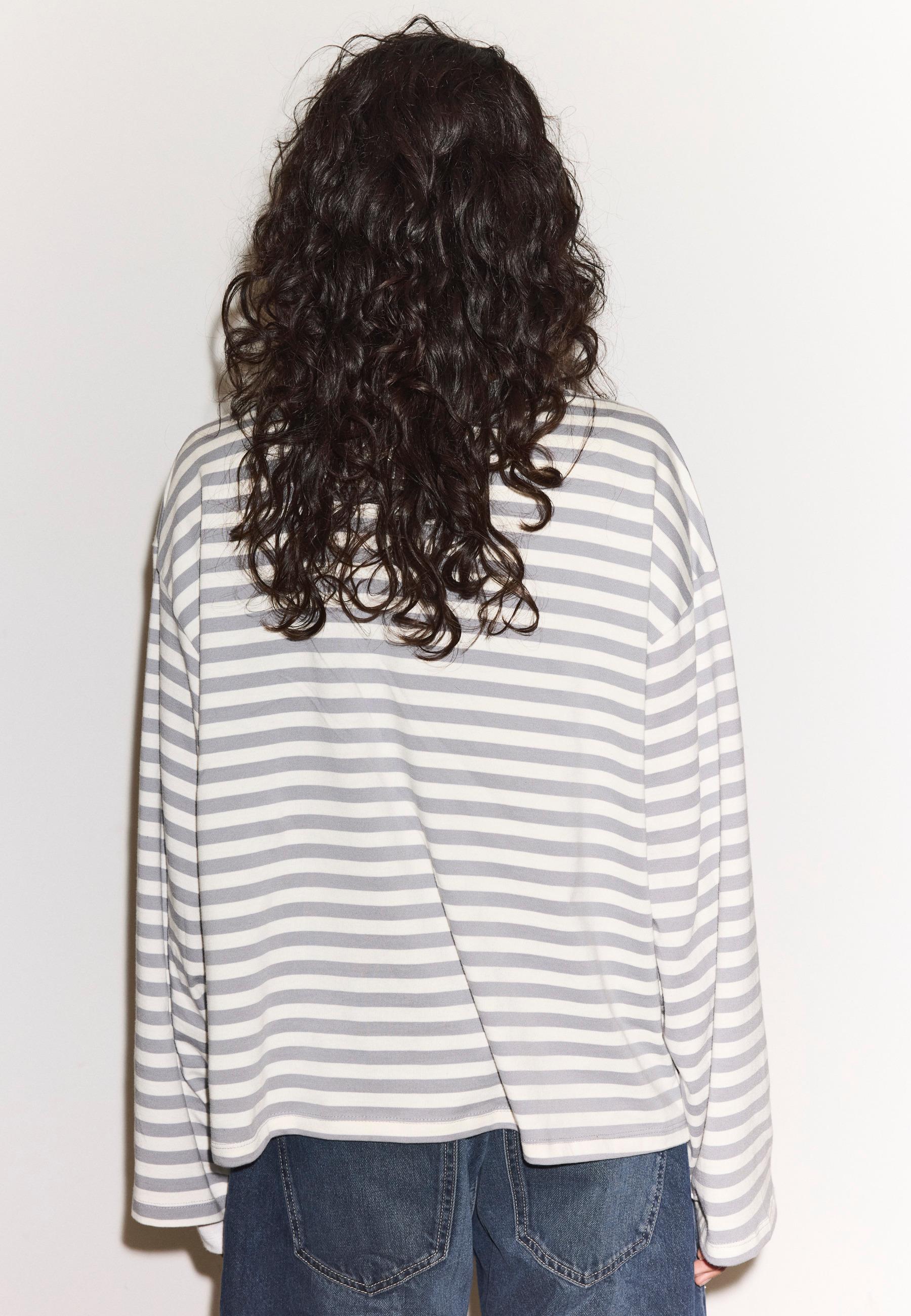 Striped long sleeve T-shirt — Grey melange