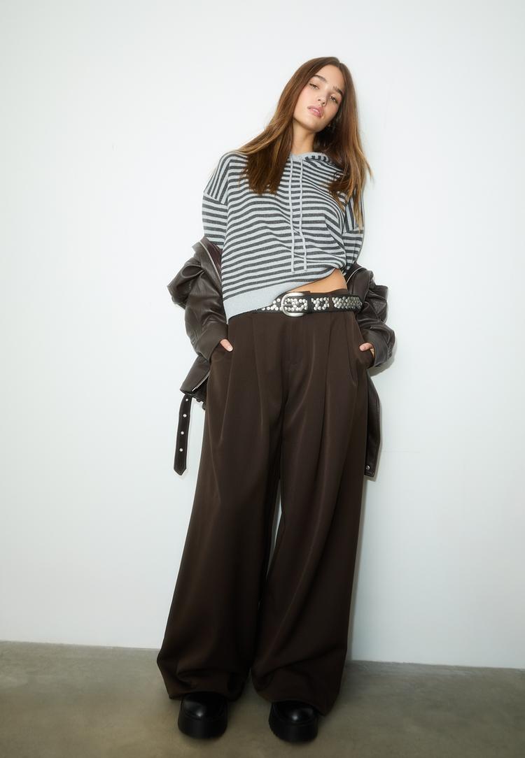 pantalon vestir wide leg pinzas