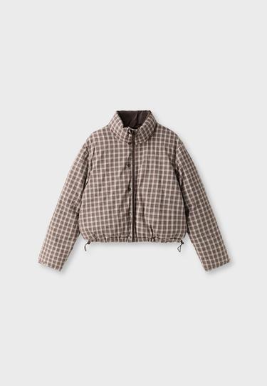 Reversible padded check jacket — Brown 6