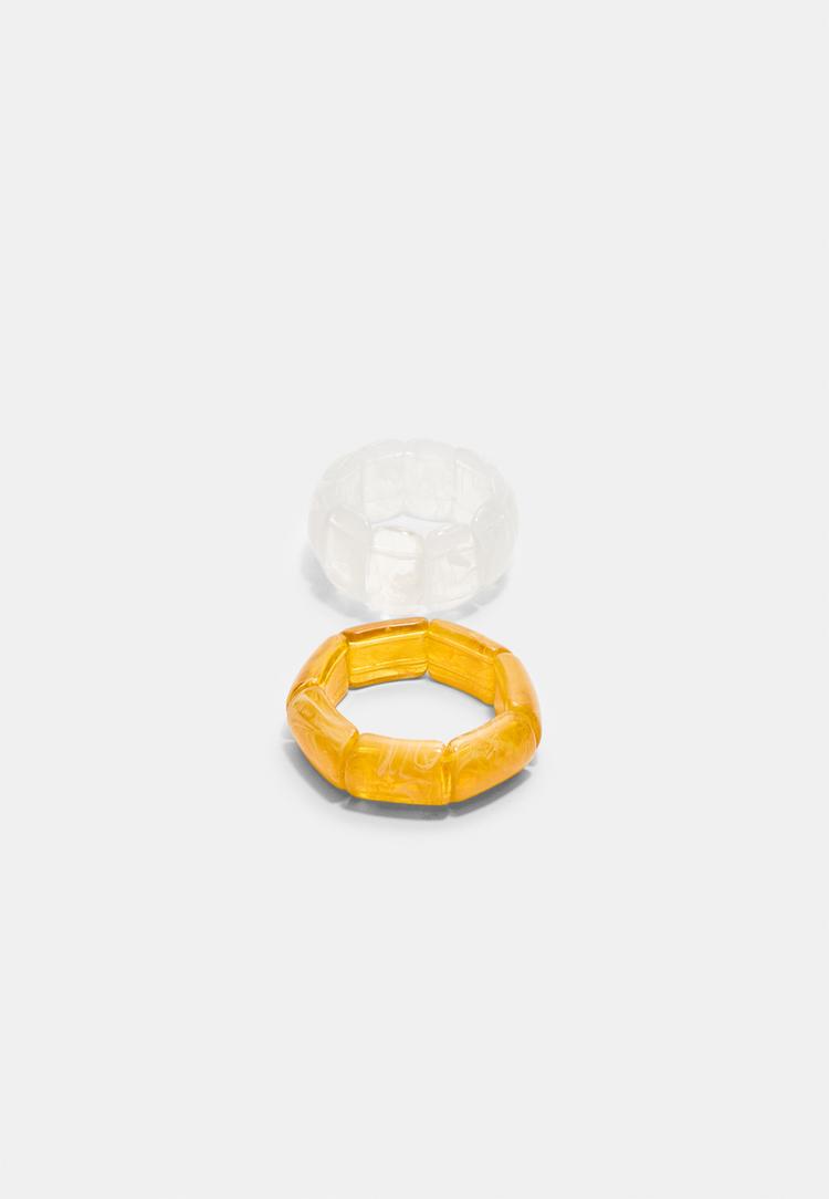 conjunto de 2 pulseiras elasticas em contraste